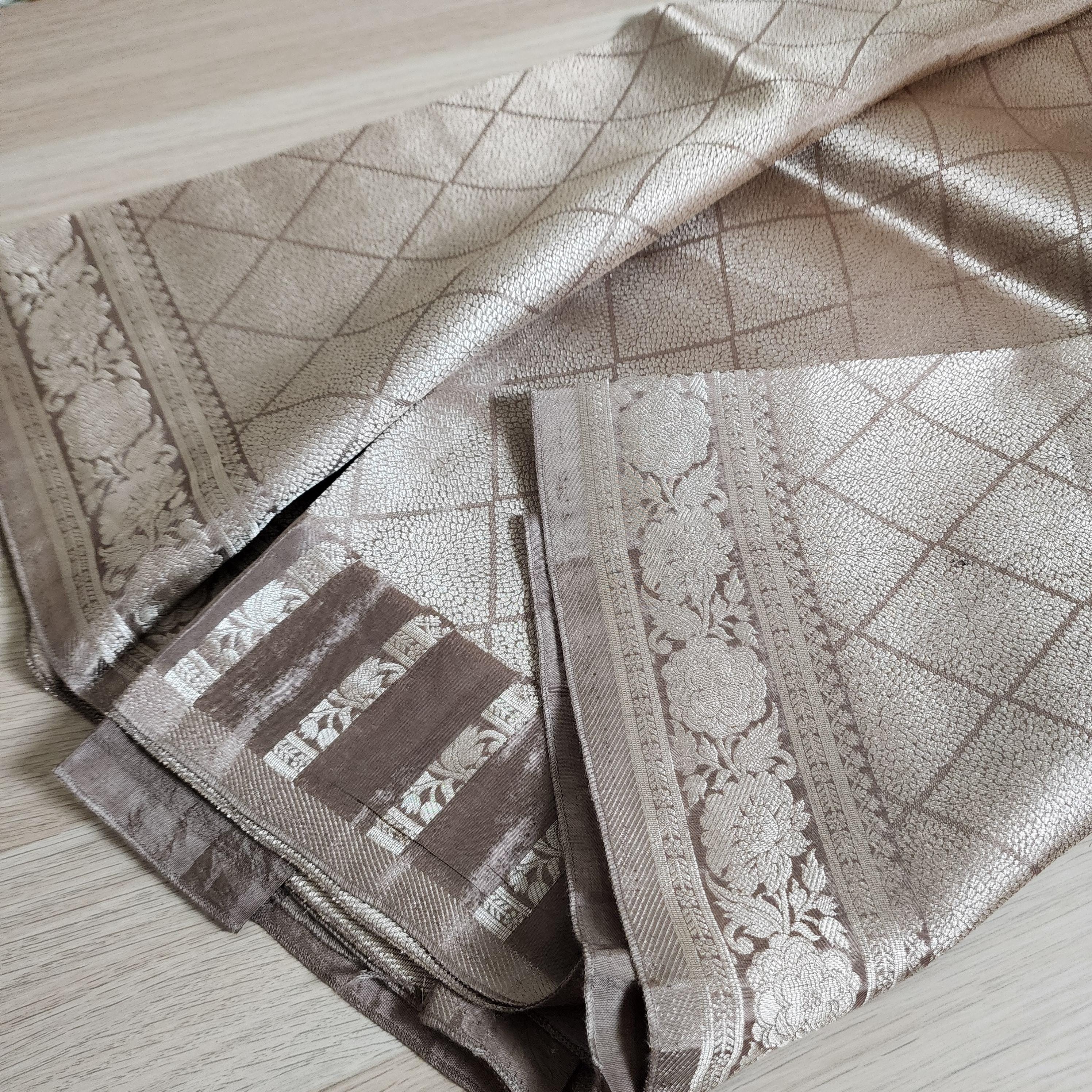 Banarasi Crape Georgette Saree in Gray & Silver Zari