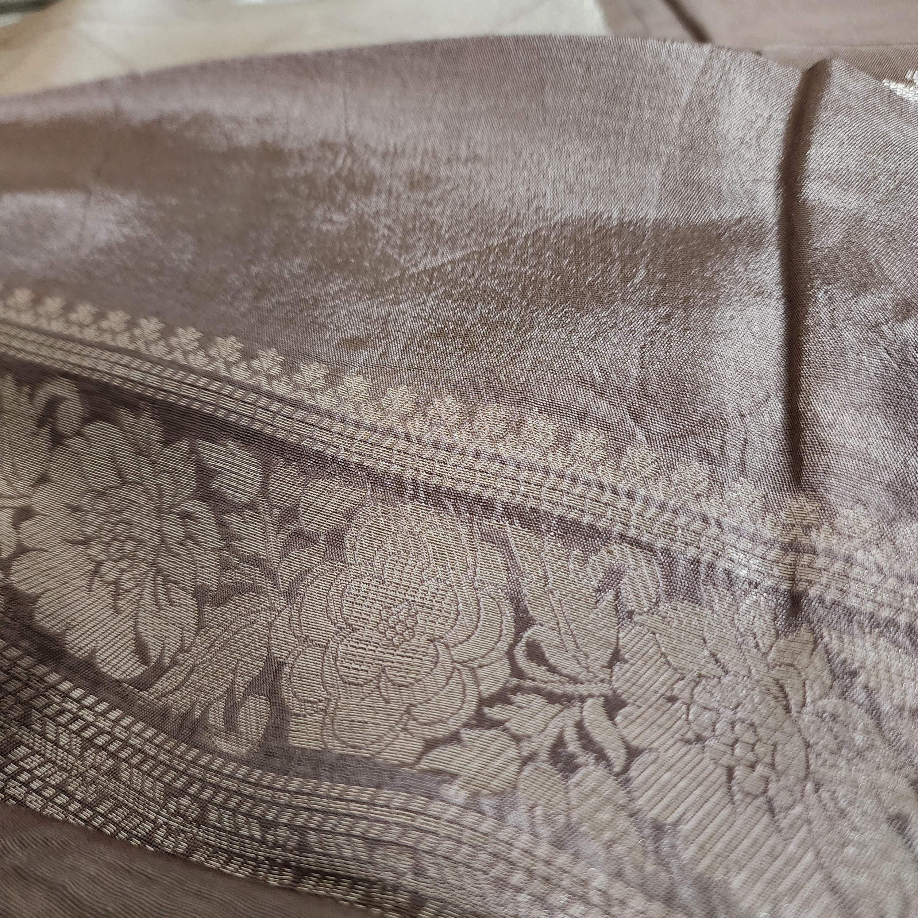 Banarasi Crape Georgette Saree in Gray & Silver Zari