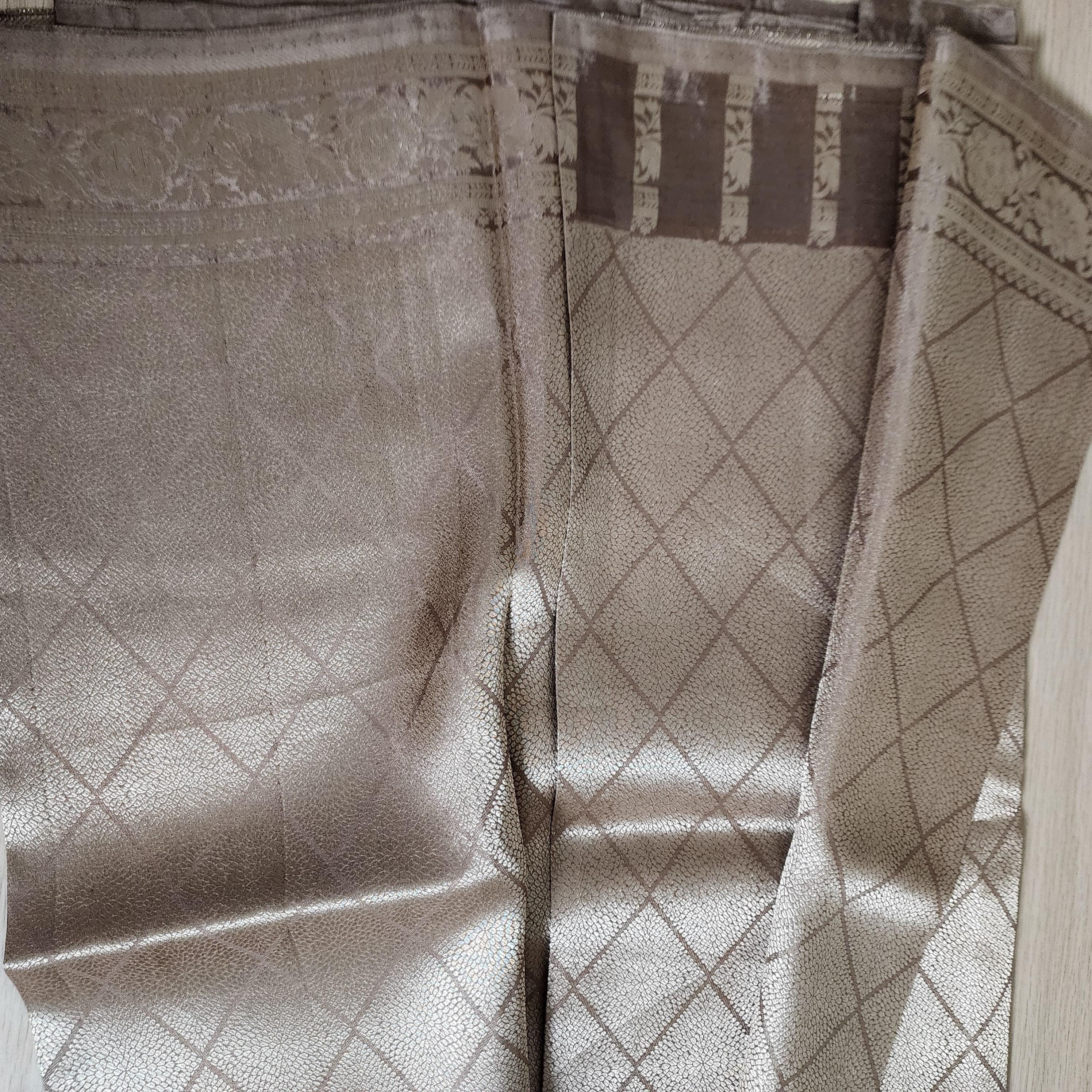 Banarasi Crape Georgette Saree in Gray & Silver Zari