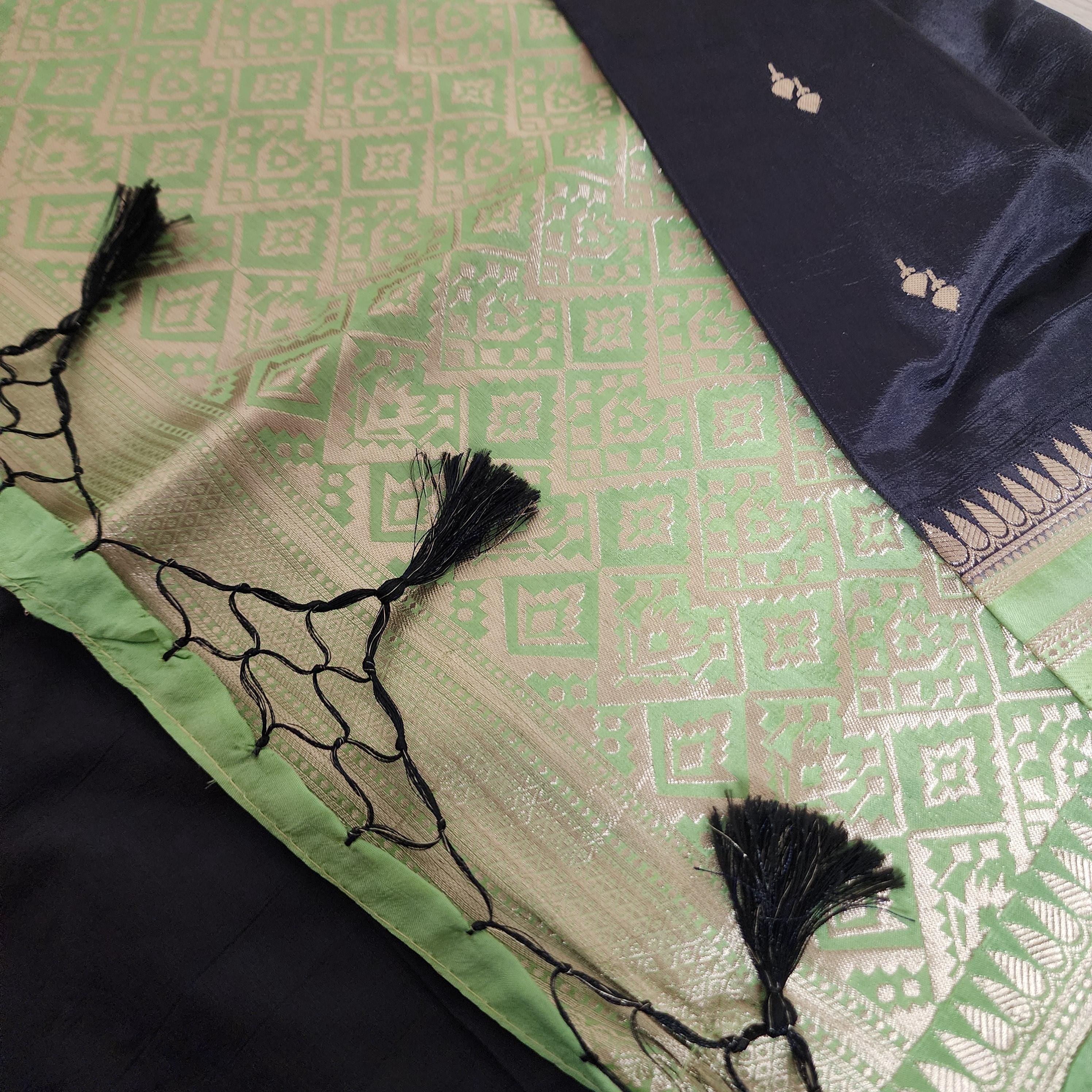 Elegant Mysore Silk Saree in Black & Green