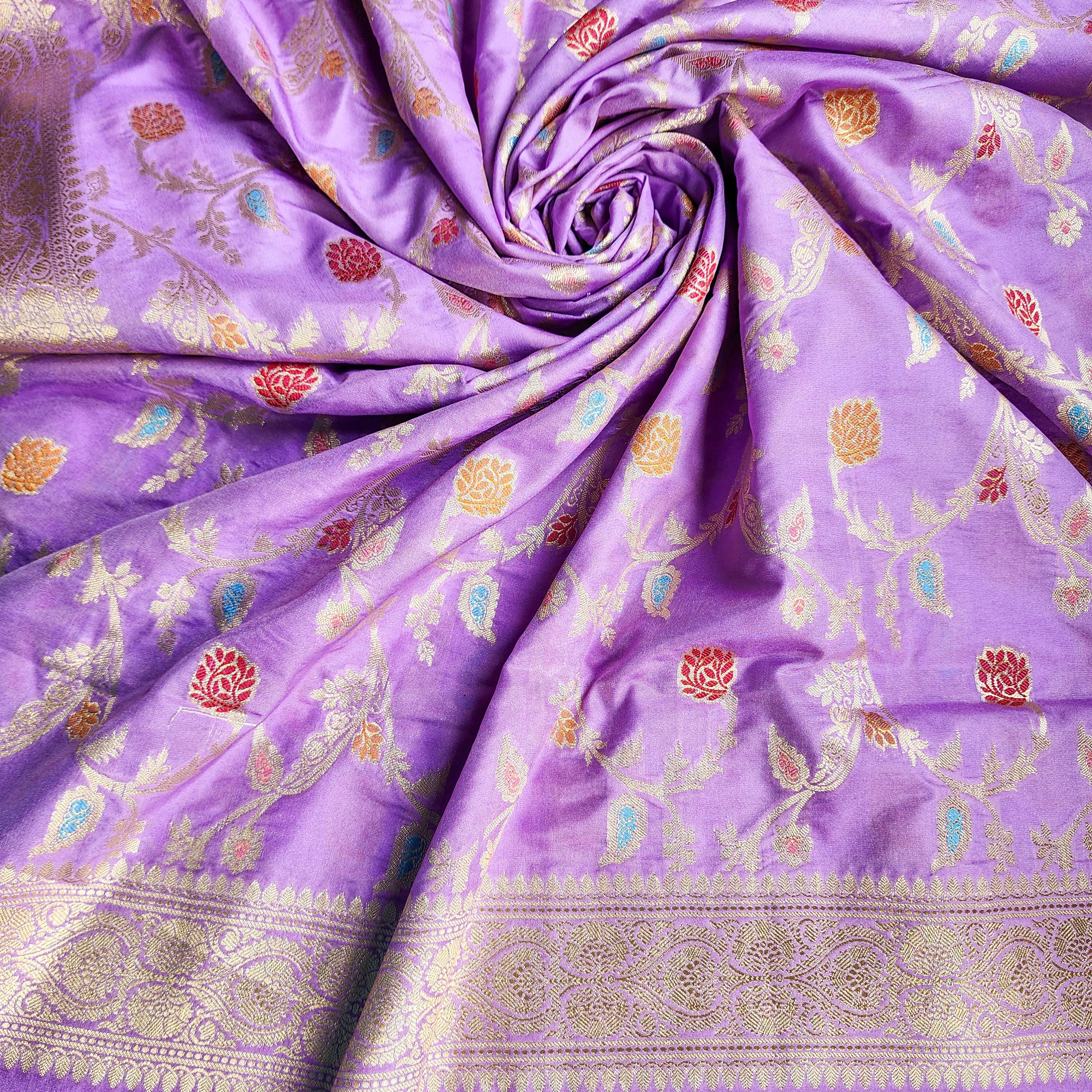 Baby Pink Banarasi Silk Dupatta with Elegant Multicolor Meenakari and Zari Border