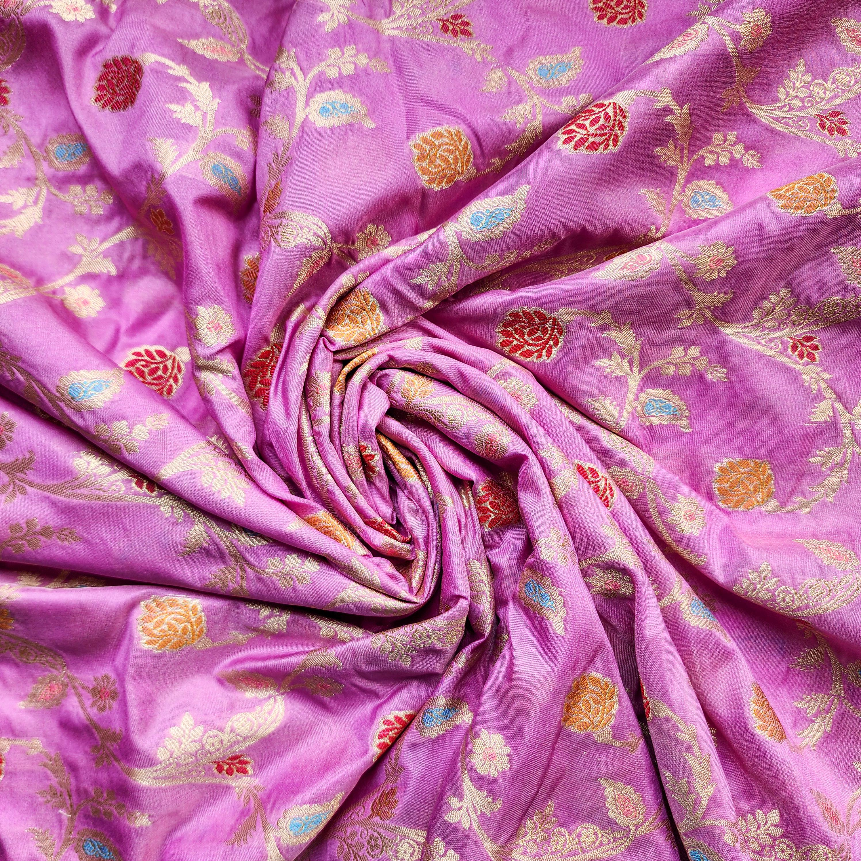 Lavender Banarasi Silk Dupatta with Intricate Multicolor Meenakari and Zari Weave