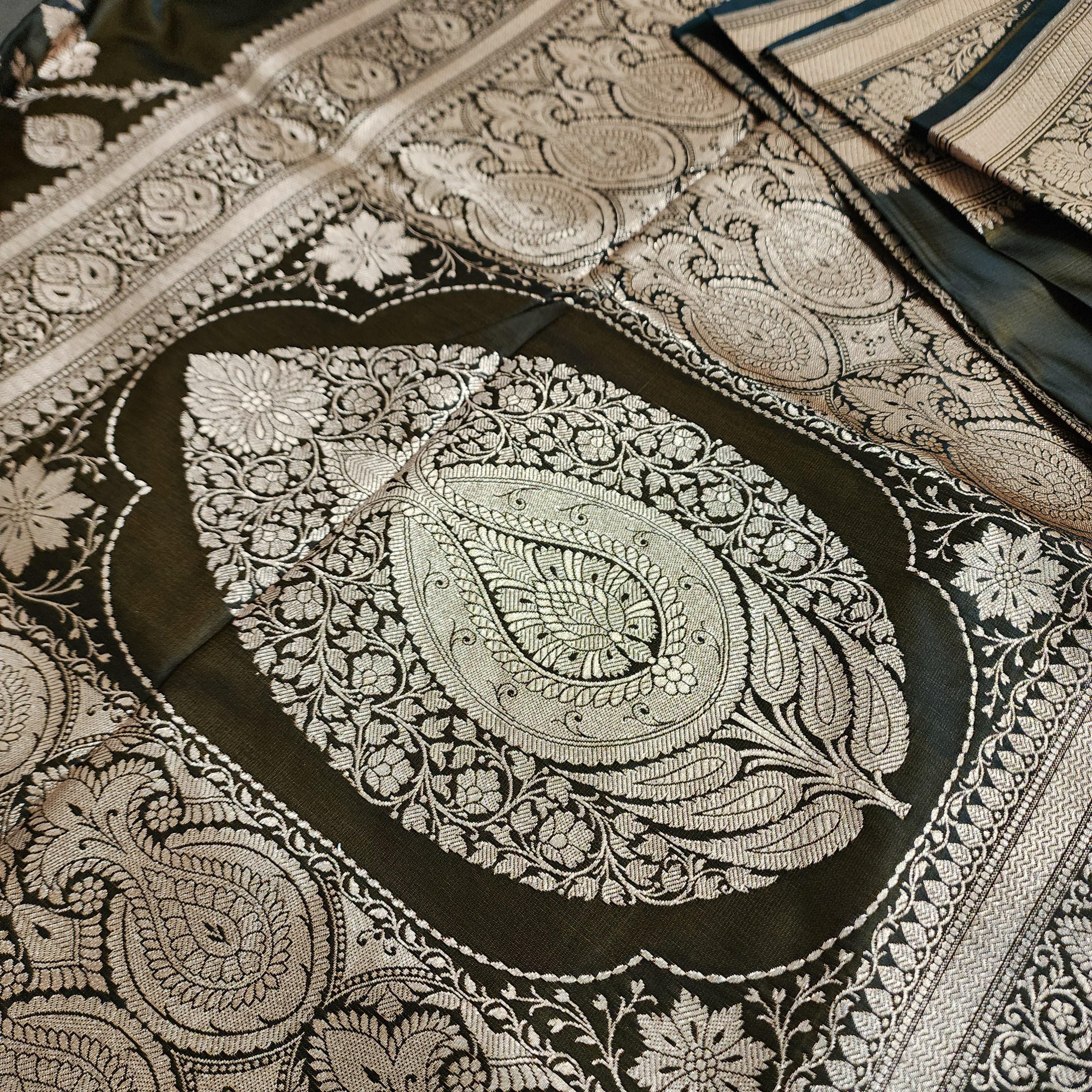 Rich Caramel Brown Pure Banarasi Katan Silk Saree with light Gold Zari Weaving