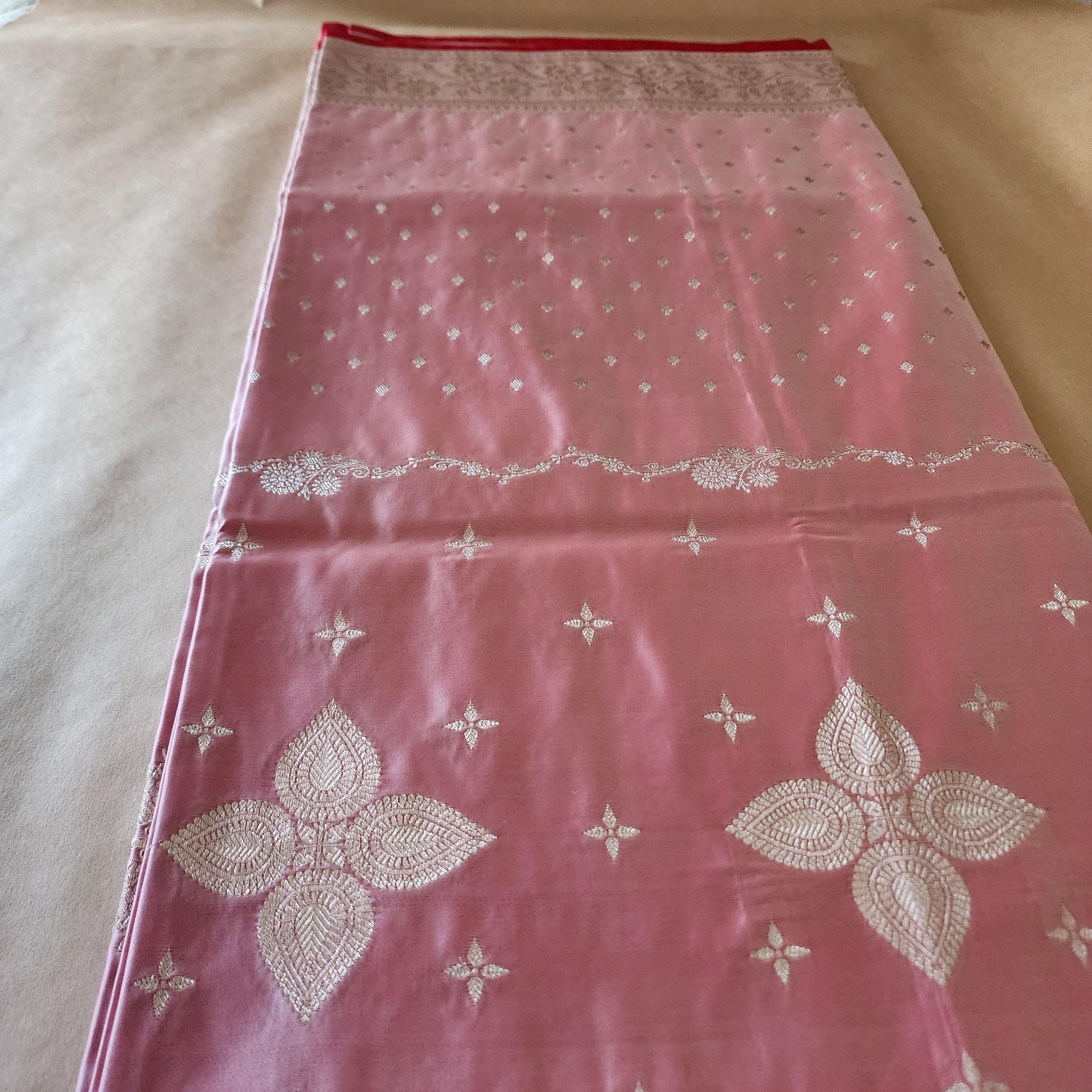 Luxury Red Banarasi Katan Silk Saree | Light Gold Zari weaving