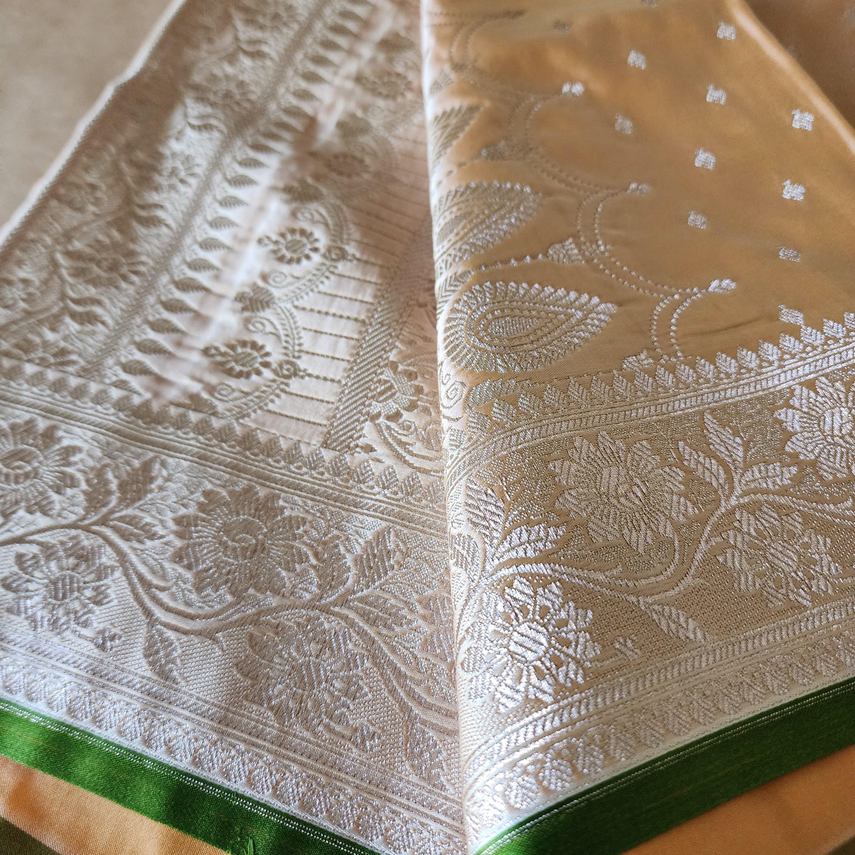 Rich Beige Banarasi Katan Silk Saree | Light Gold Zari weaving