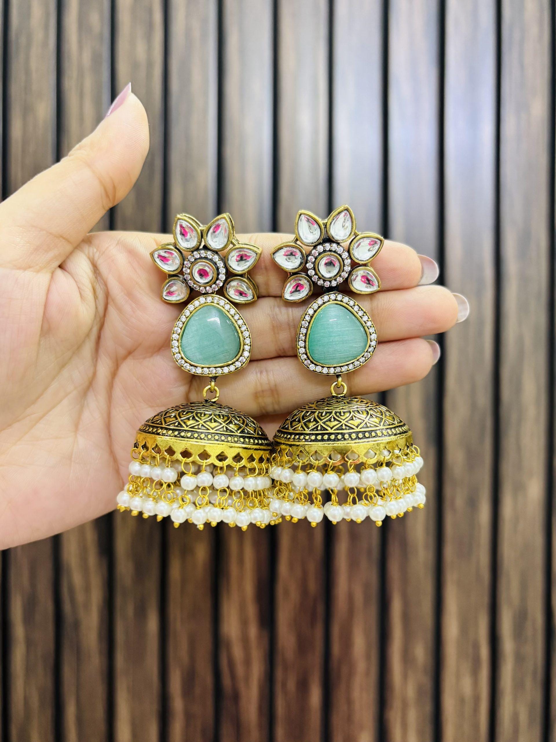 Meenakari Turquoise Drop Earrings | Handpainted Statement Jewelry | Bohemian Festival Earrings