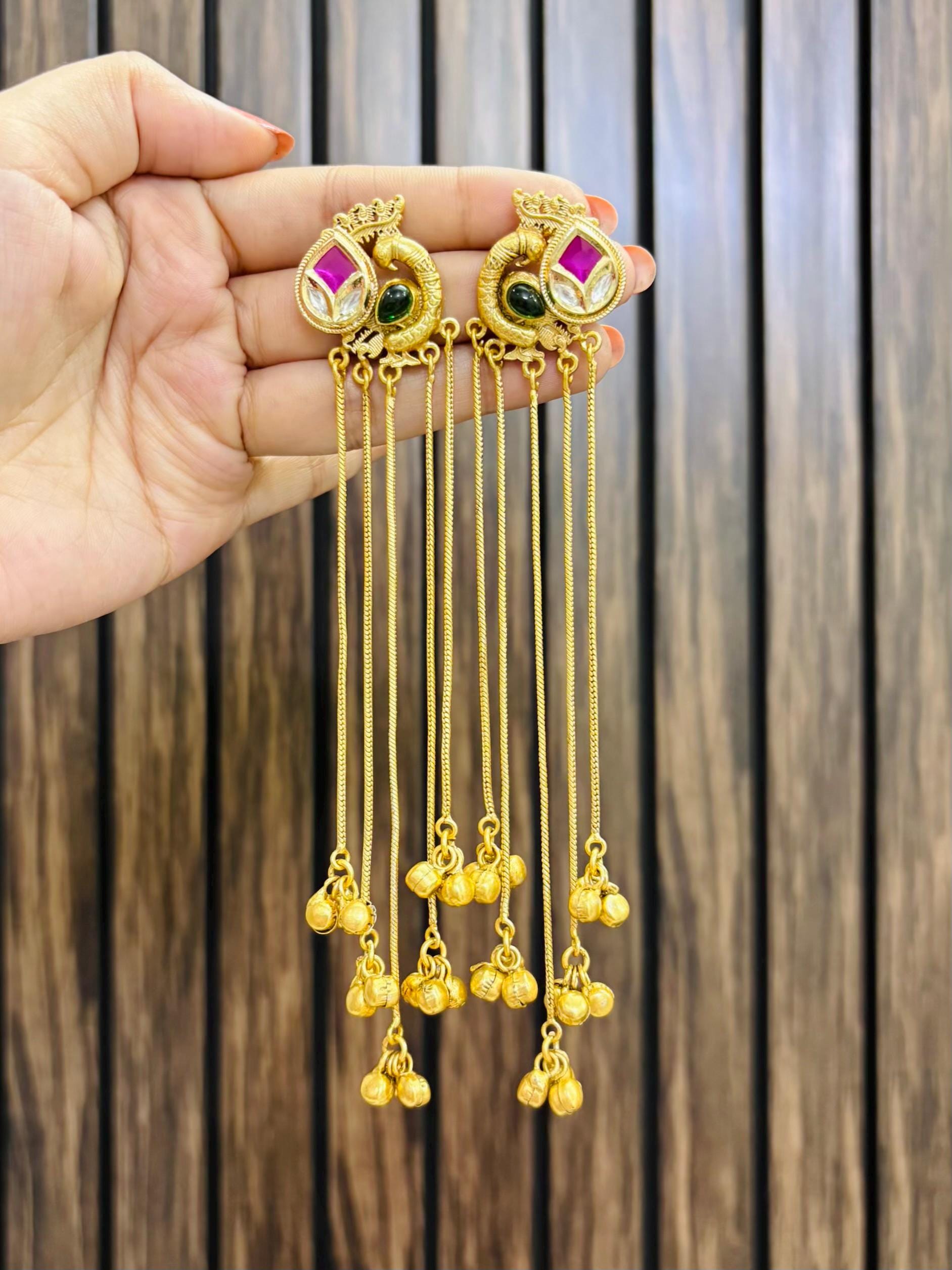 Brass Kashmiri Dangle Earrings | Lightweight Handmade Jewelry | Indian Ethnic Statement Earrings