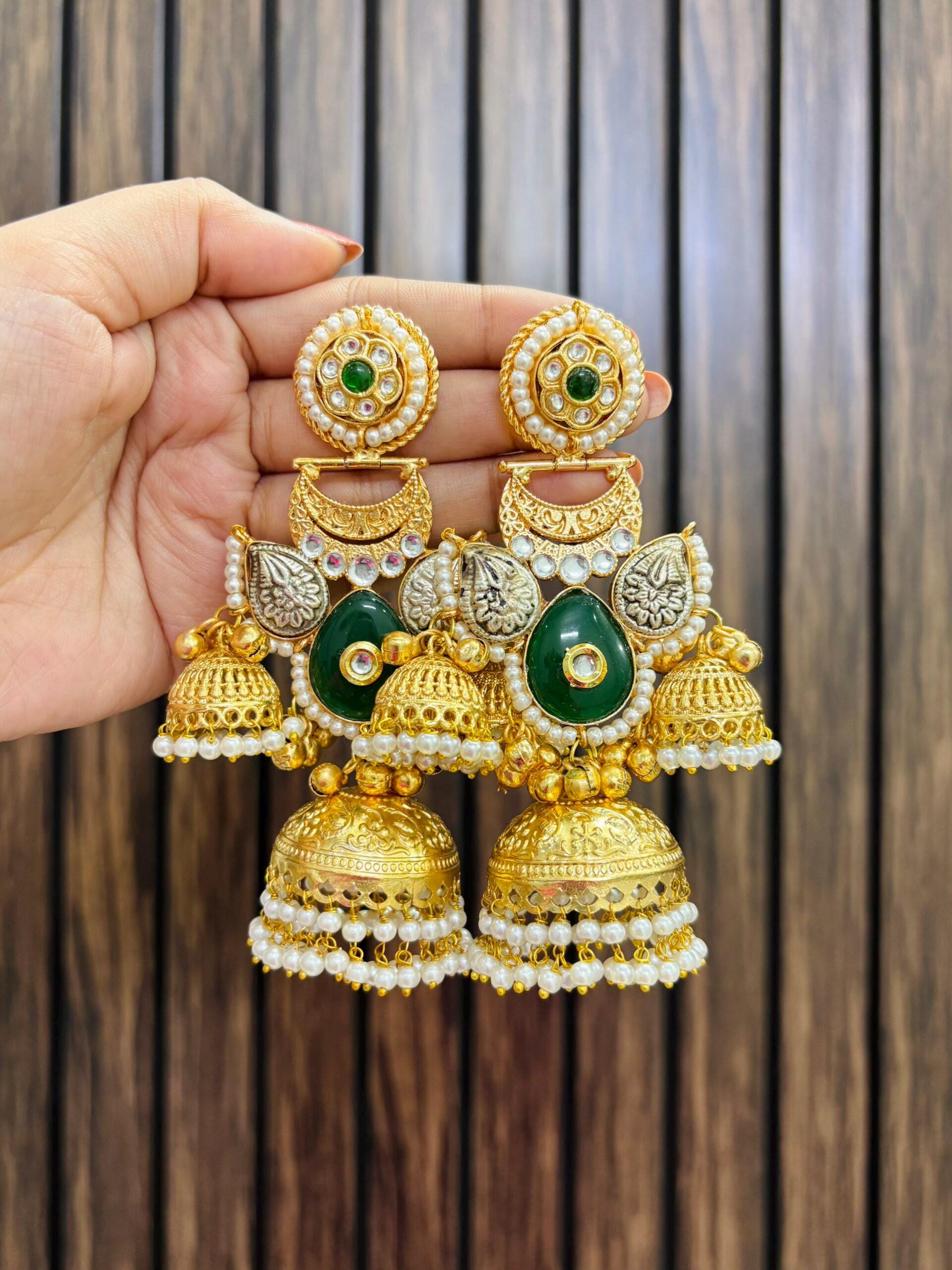 Statement Kashmiri Brass Earrings | Bohemian Dangle Jewelry | Wedding & Party Wear Earrings