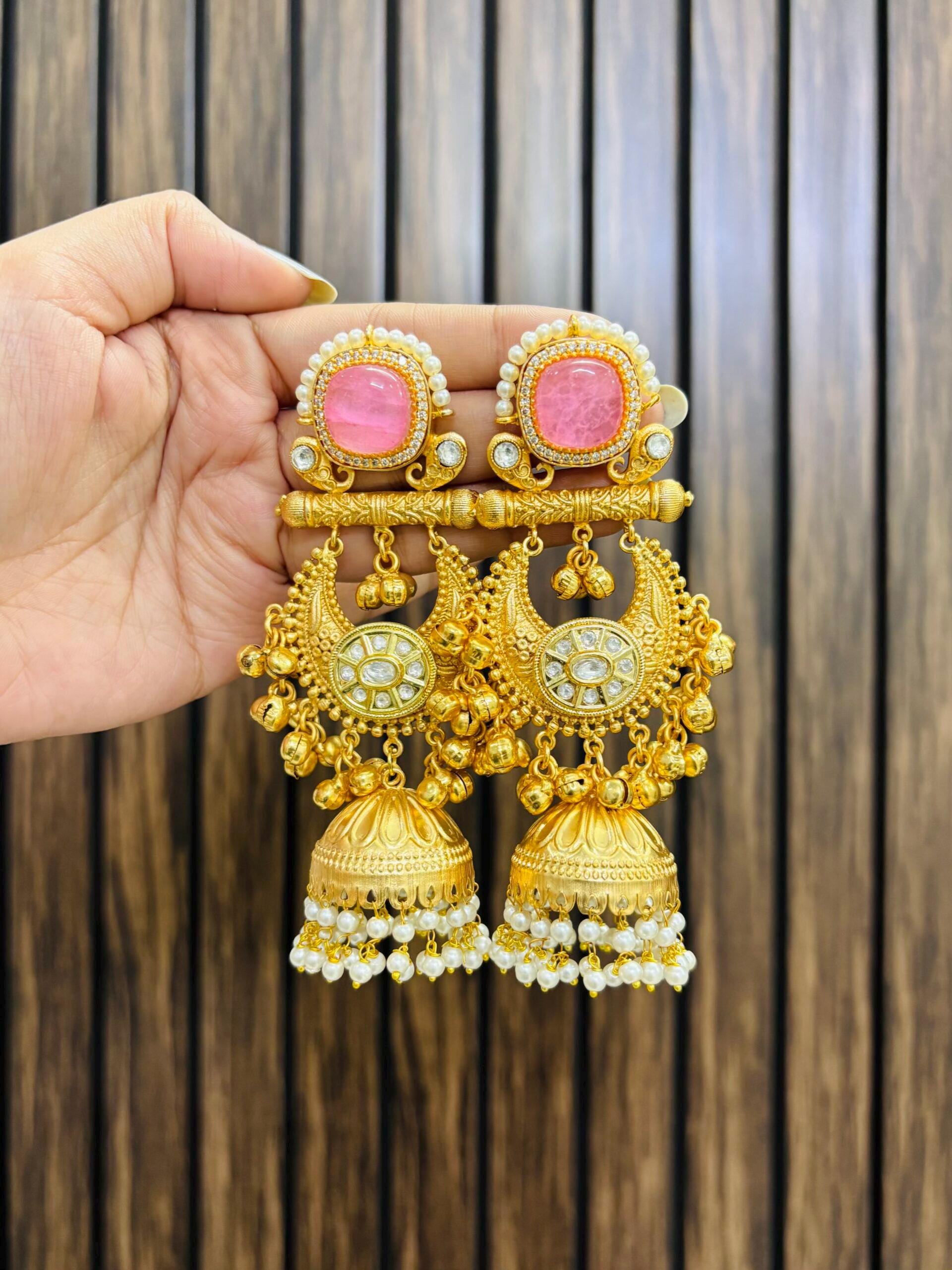 Kashmiri Brass Jhumkas | Elegant Statement Earrings | Lightweight Handmade Ethnic Jewelry
