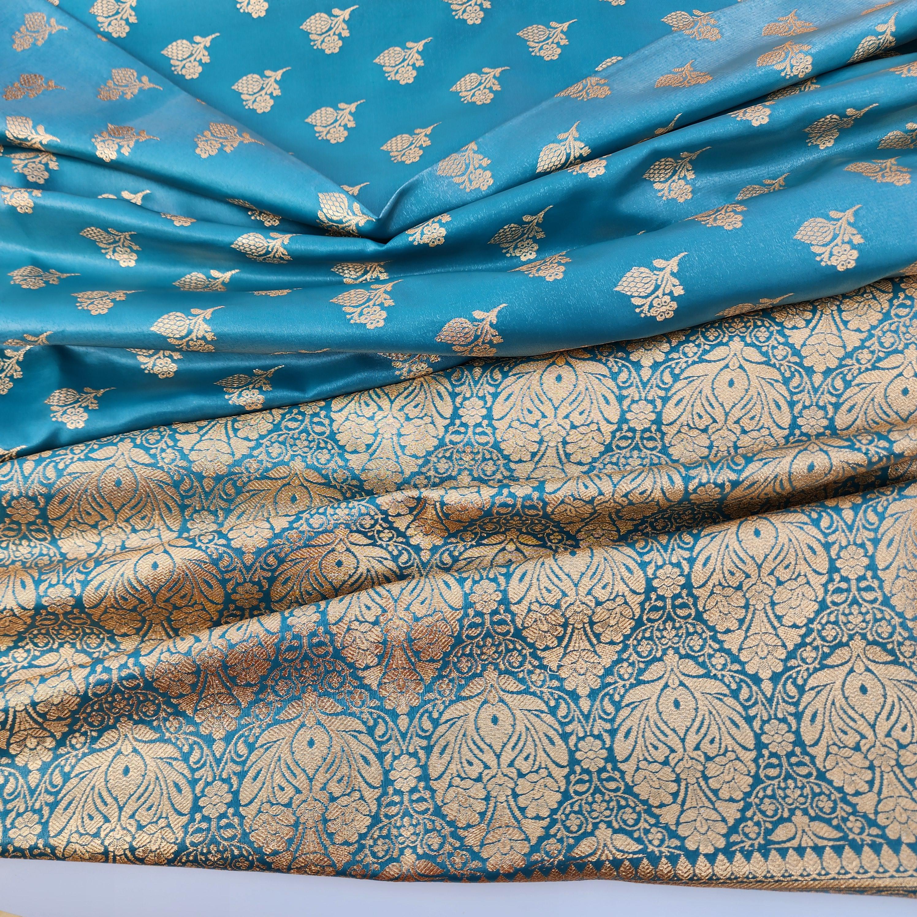 Rich Peacock Blue Banarasi Silk Saree with Gold Zari Weaving