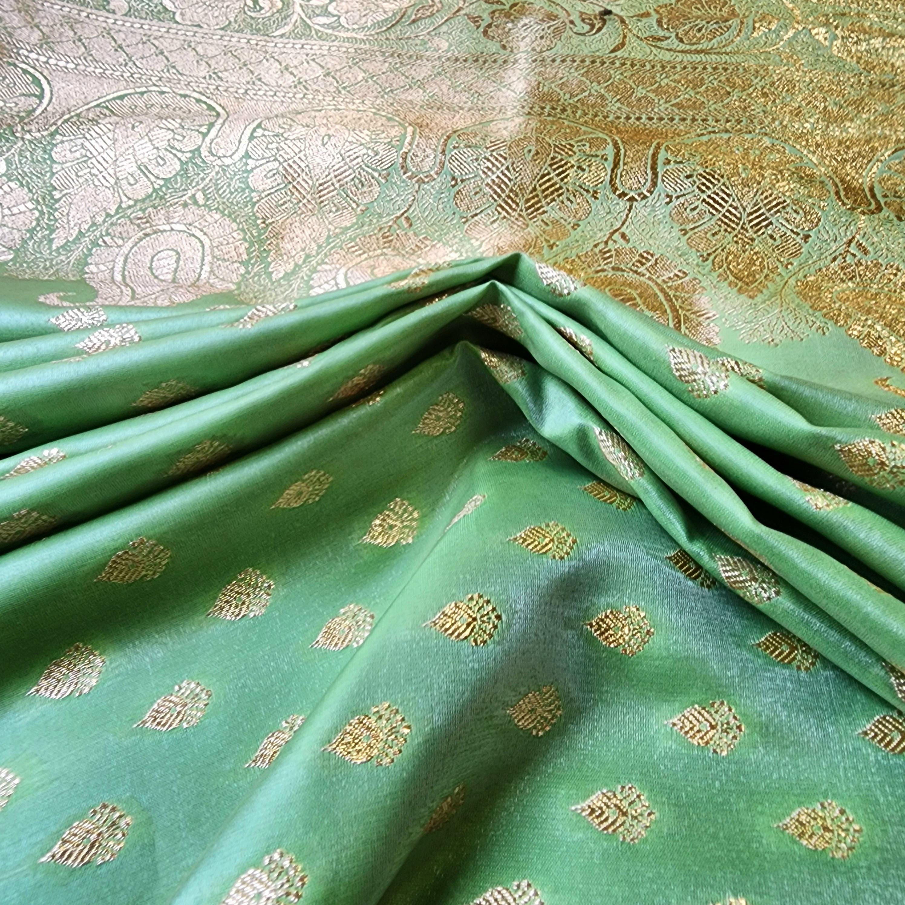 Rich Mehendi Green Banarasi Silk Saree with Gold Zari Weaving