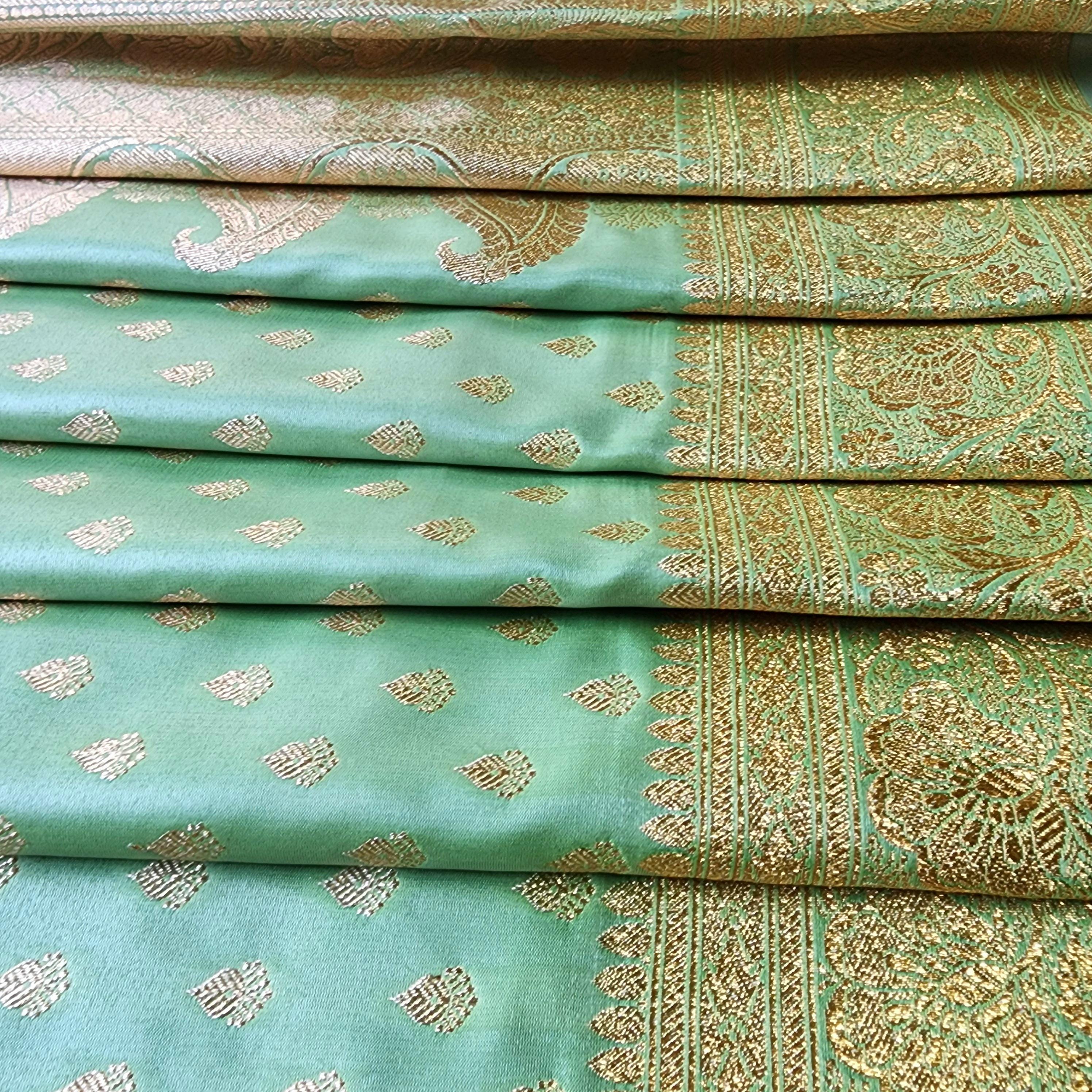 Rich Mehendi Green Banarasi Silk Saree with Gold Zari Weaving