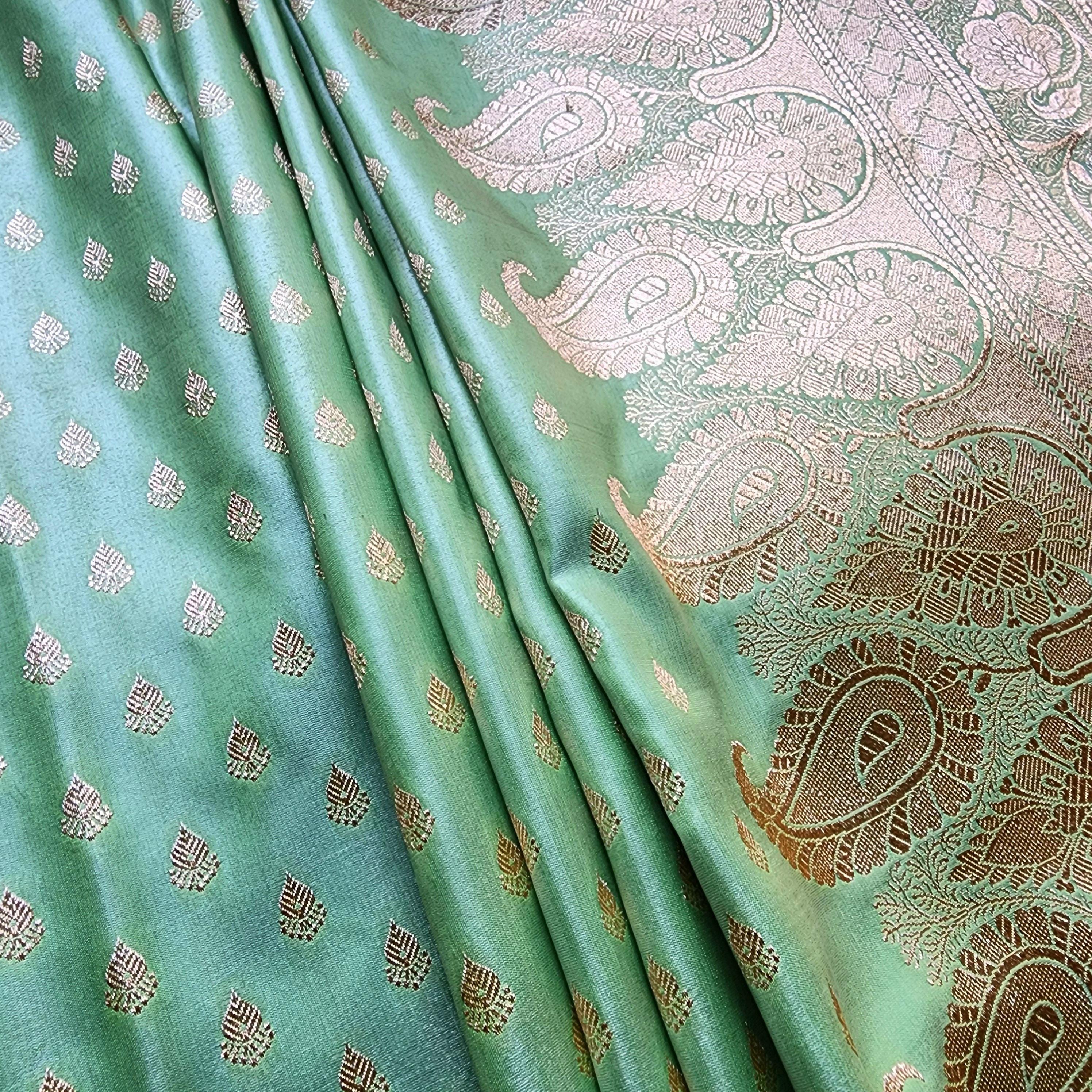 Rich Mehendi Green Banarasi Silk Saree with Gold Zari Weaving