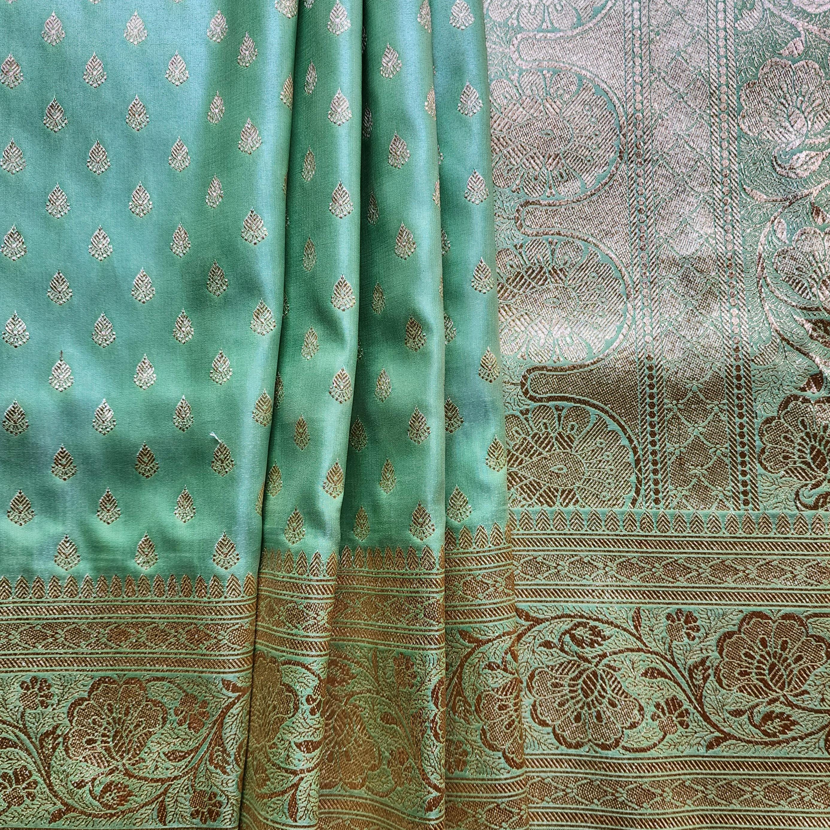 Rich Mehendi Green Banarasi Silk Saree with Gold Zari Weaving