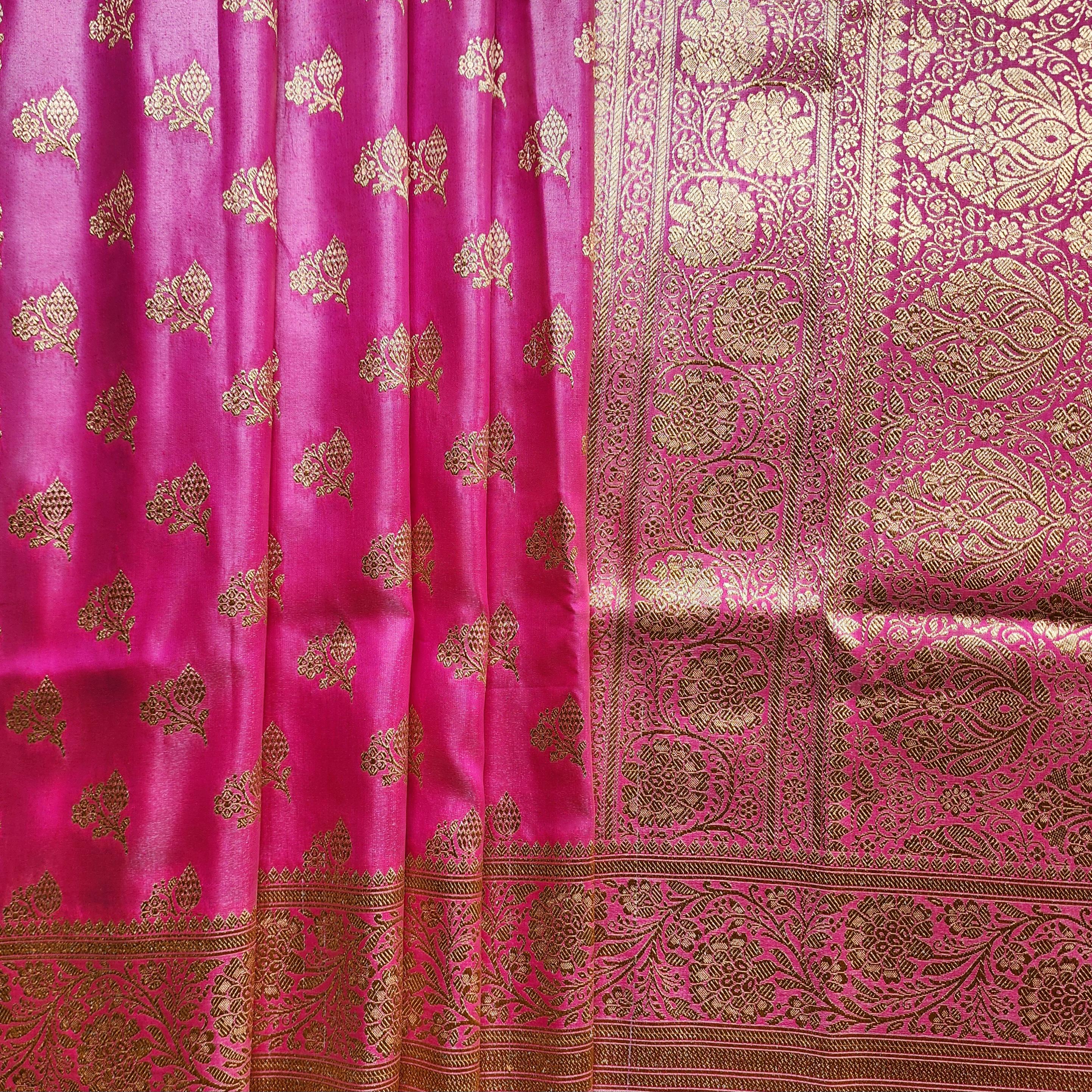 Rich Rani Pink Banarasi Silk Saree with Gold Zari Weaving