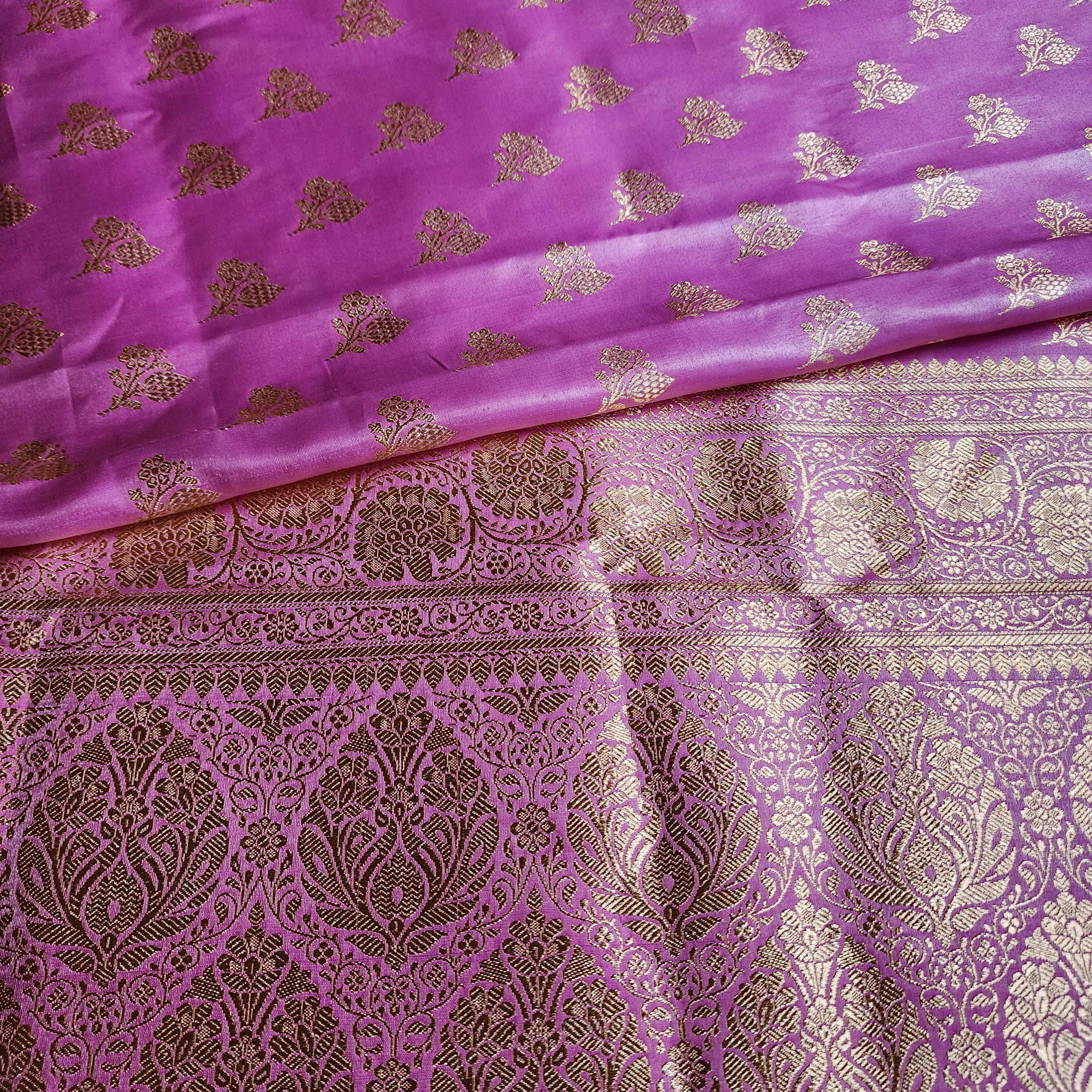 Rich Magenta Pink Banarasi Silk Saree with Gold Zari Weaving