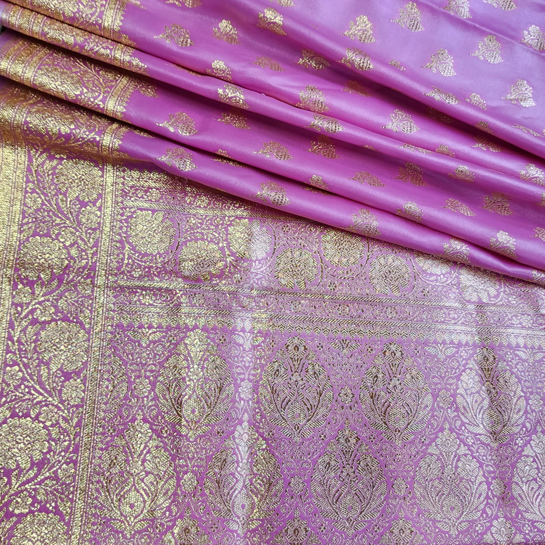 Rich Magenta Pink Banarasi Silk Saree with Gold Zari Weaving