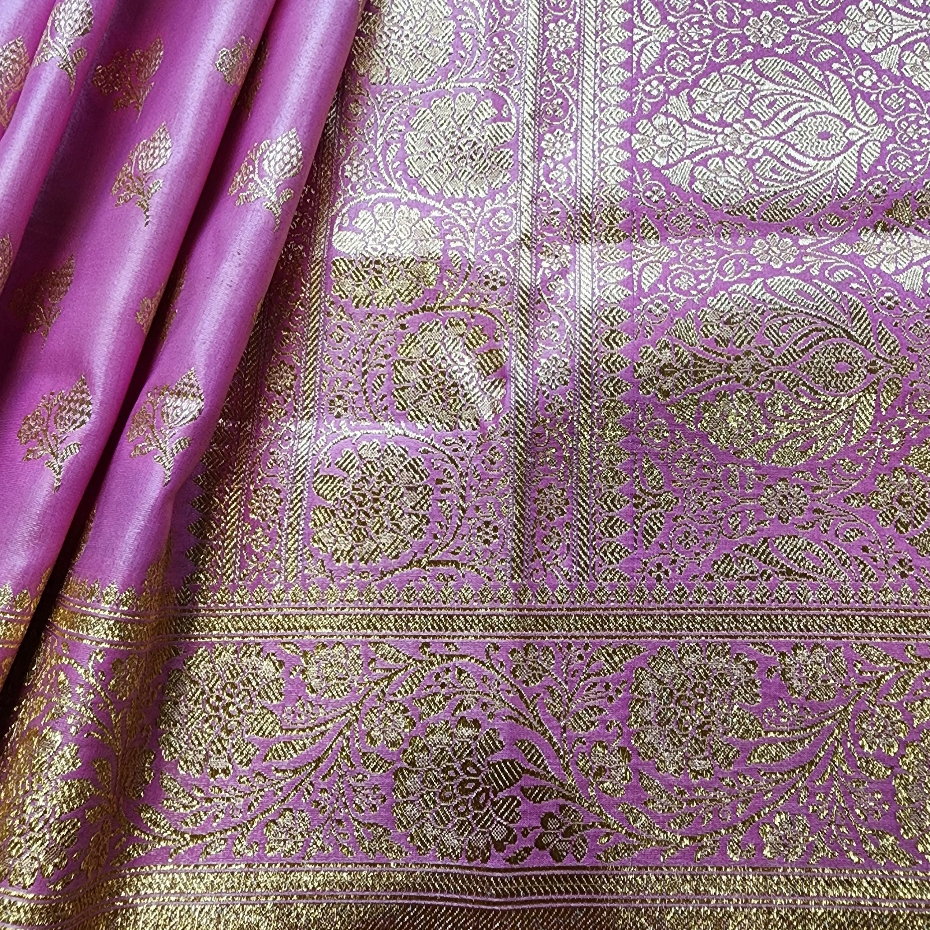Rich Magenta Pink Banarasi Silk Saree with Gold Zari Weaving