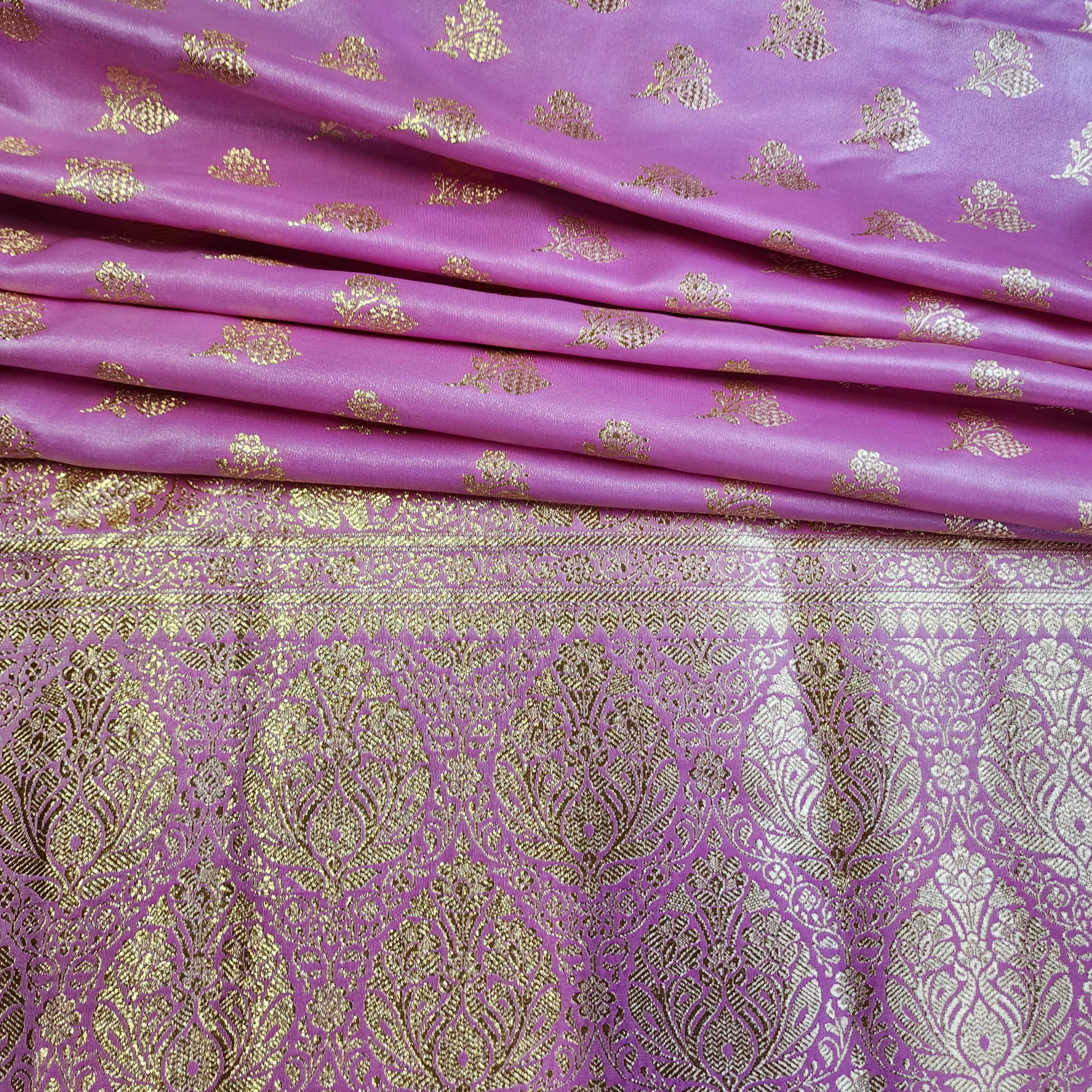 Rich Magenta Pink Banarasi Silk Saree with Gold Zari Weaving