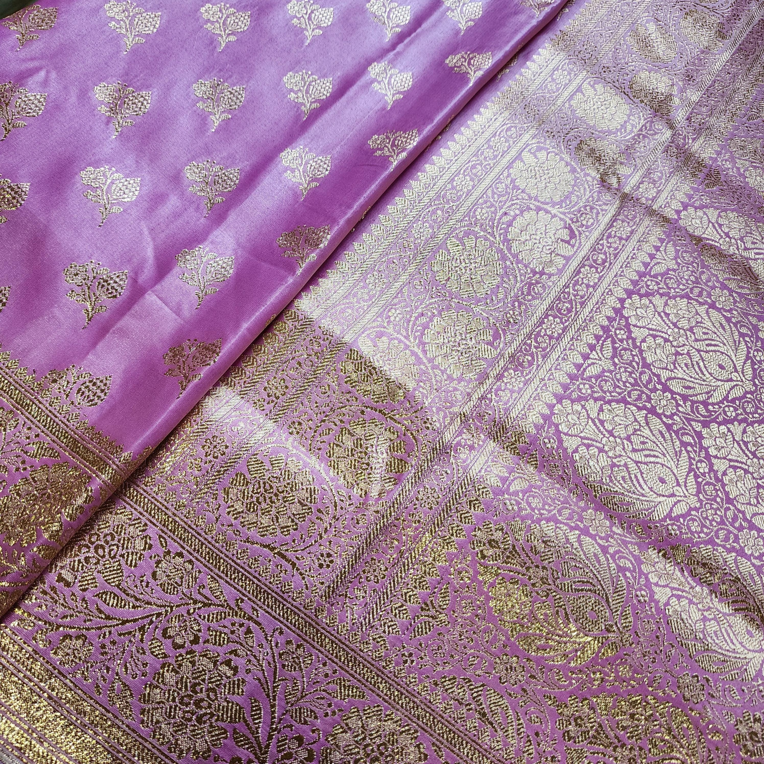 Rich Magenta Pink Banarasi Silk Saree with Gold Zari Weaving