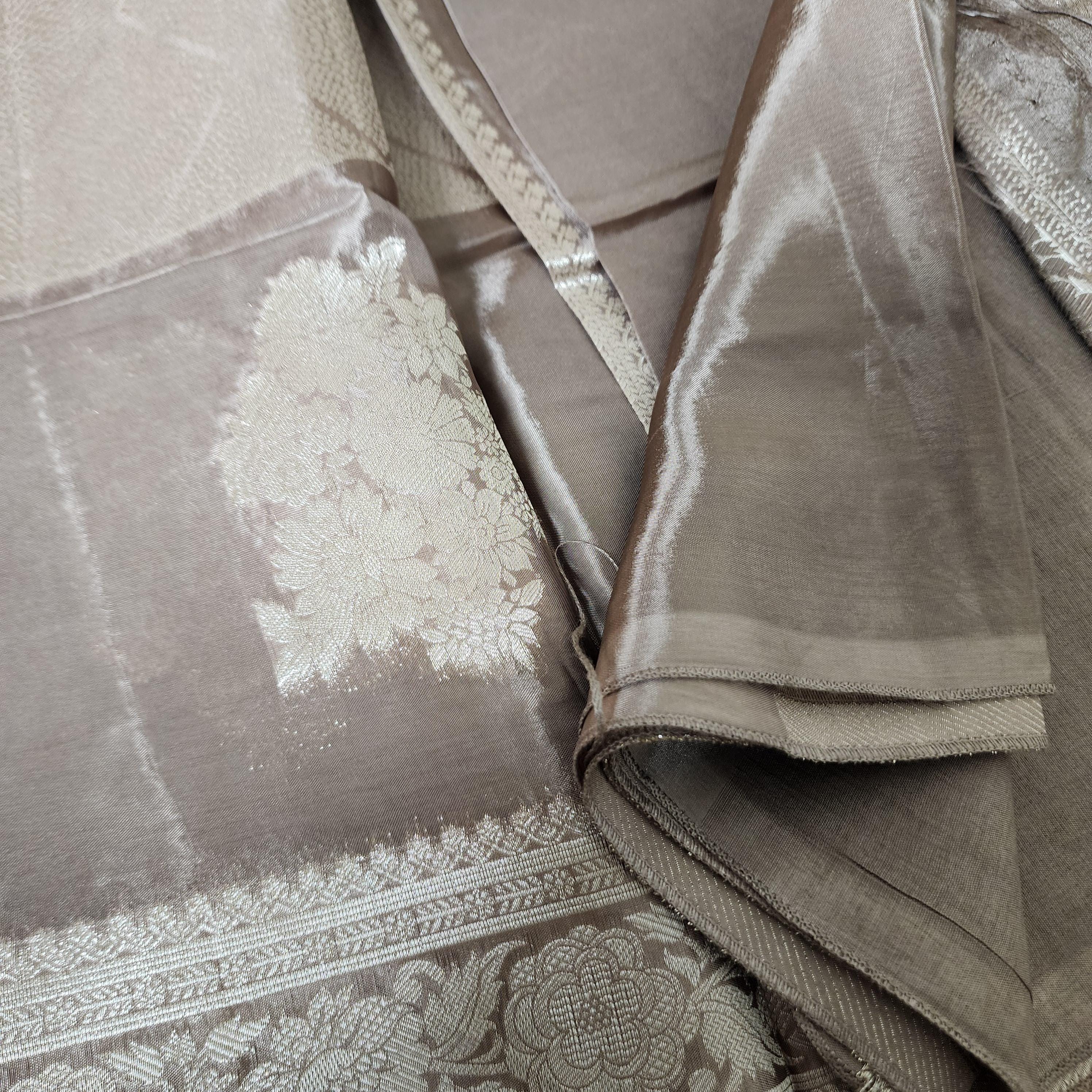 Banarasi Crape Georgette Saree in Gray & Silver Zari