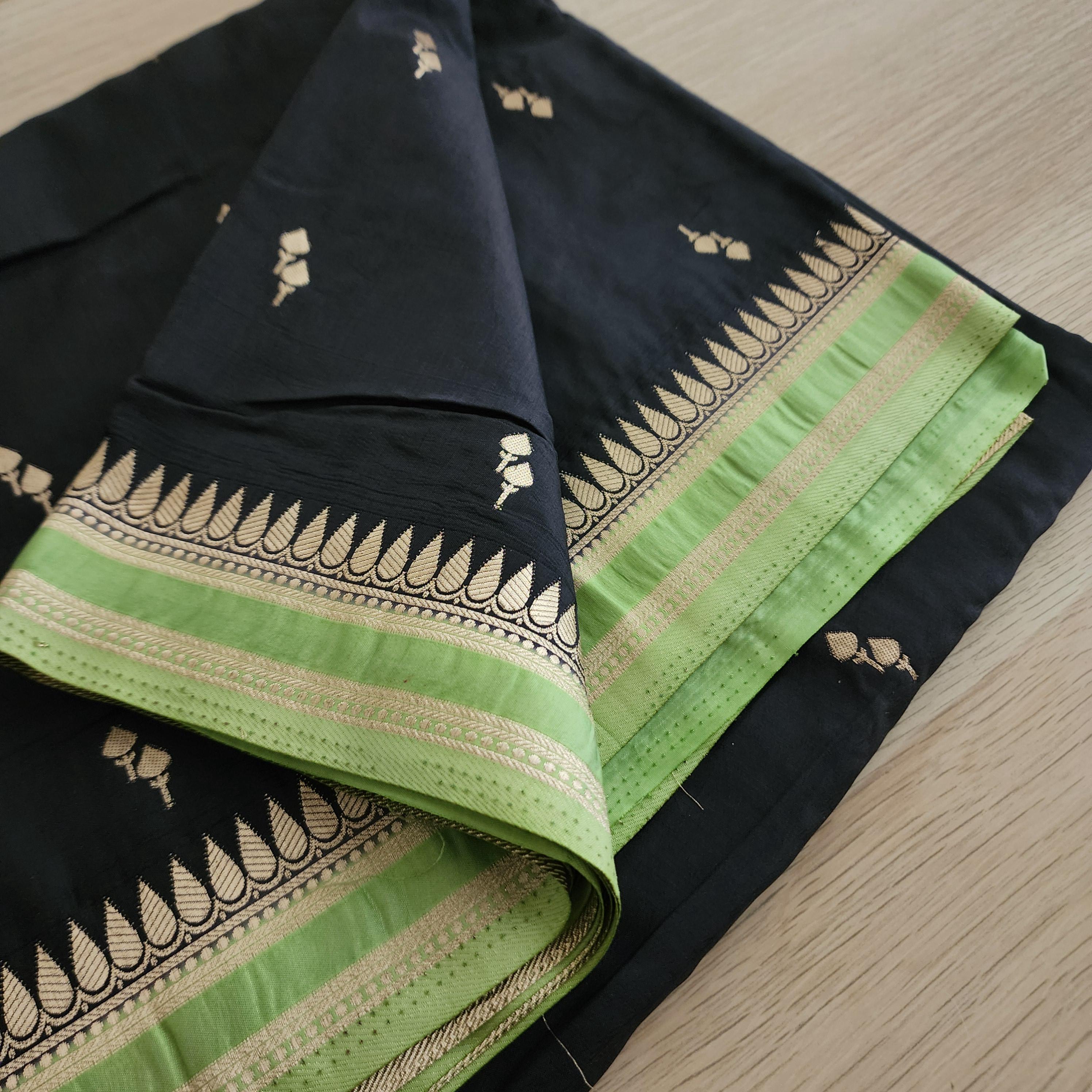 Elegant Mysore Silk Saree in Black & Green