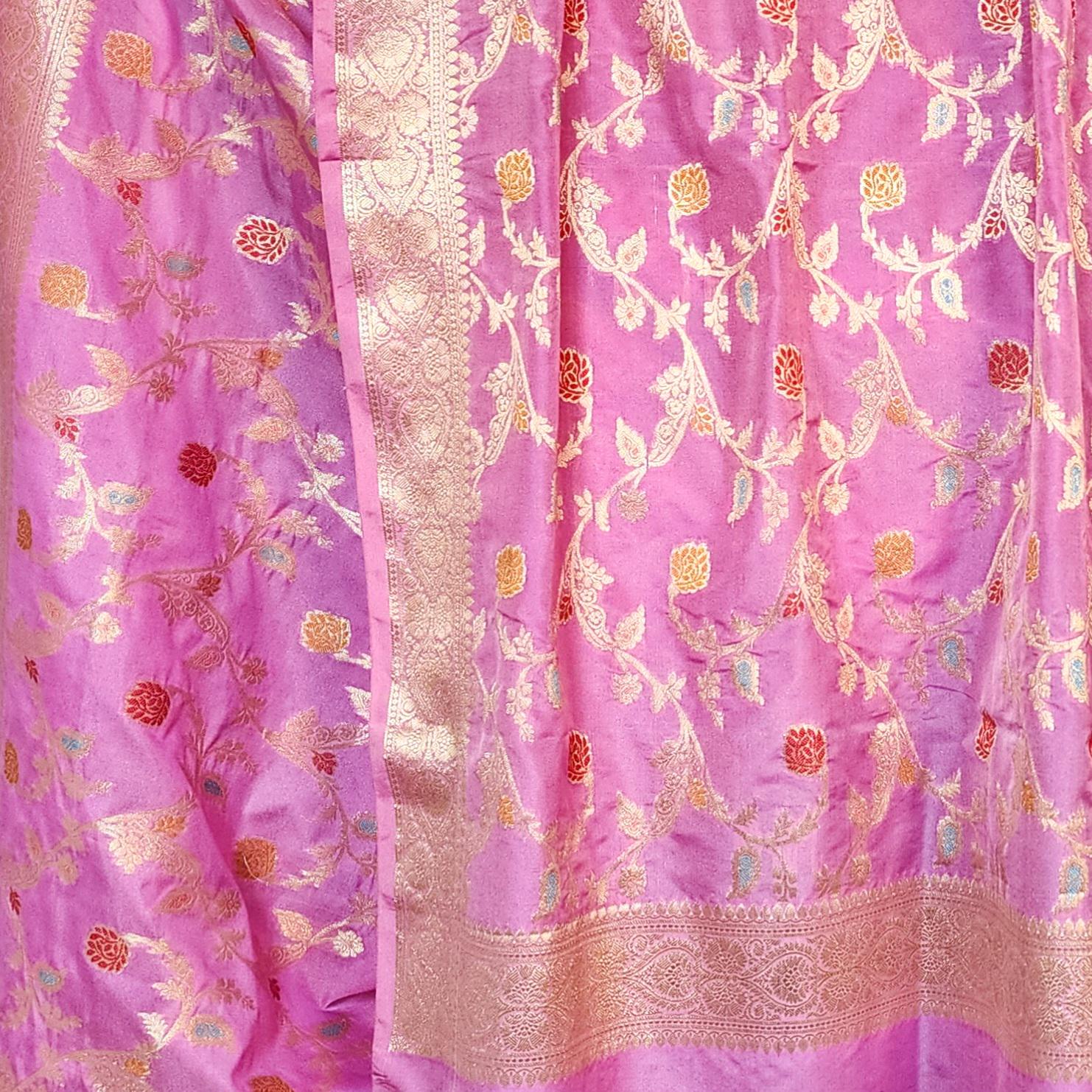 Lavender Banarasi Silk Dupatta with Intricate Multicolor Meenakari and Zari Weave