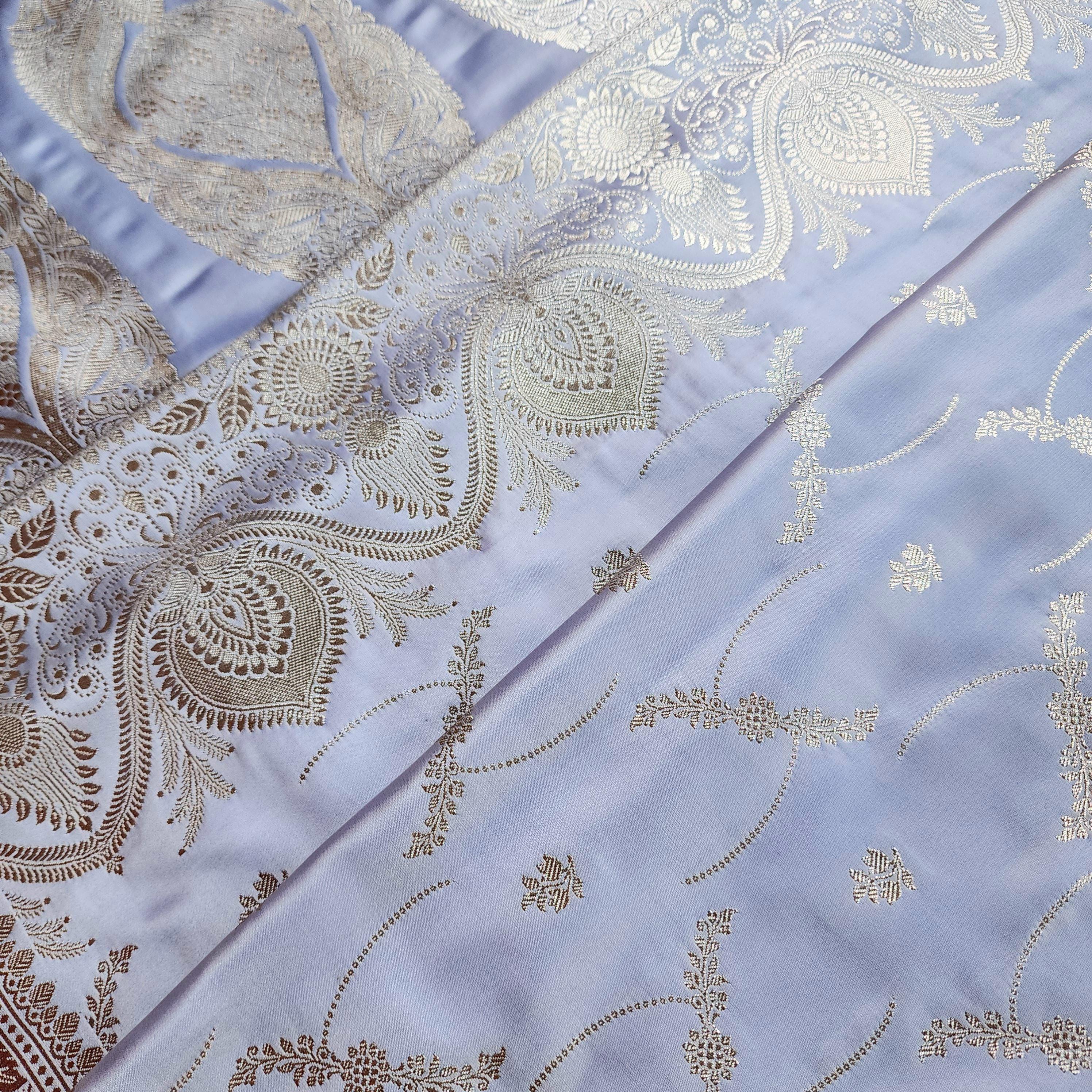 Lavender Pure Banarasi Katan Silk Saree with light Gold Zari Weaving