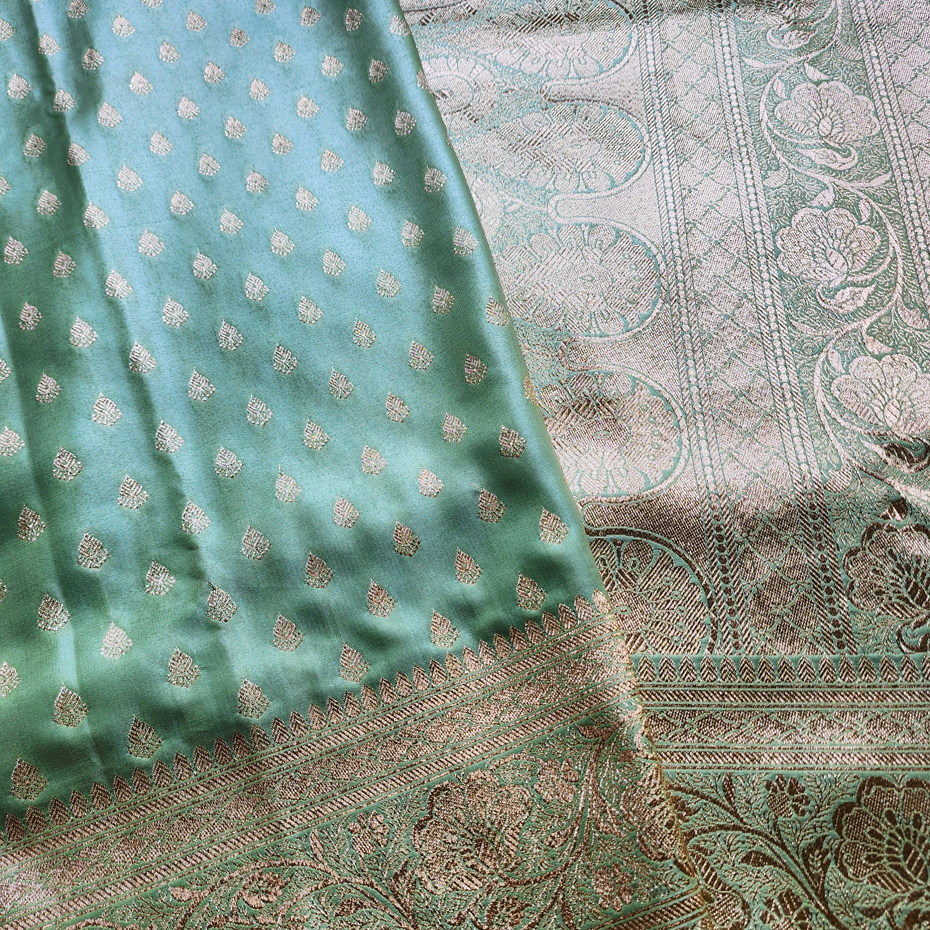 Rich Mehendi Green Banarasi Silk Saree with Gold Zari Weaving