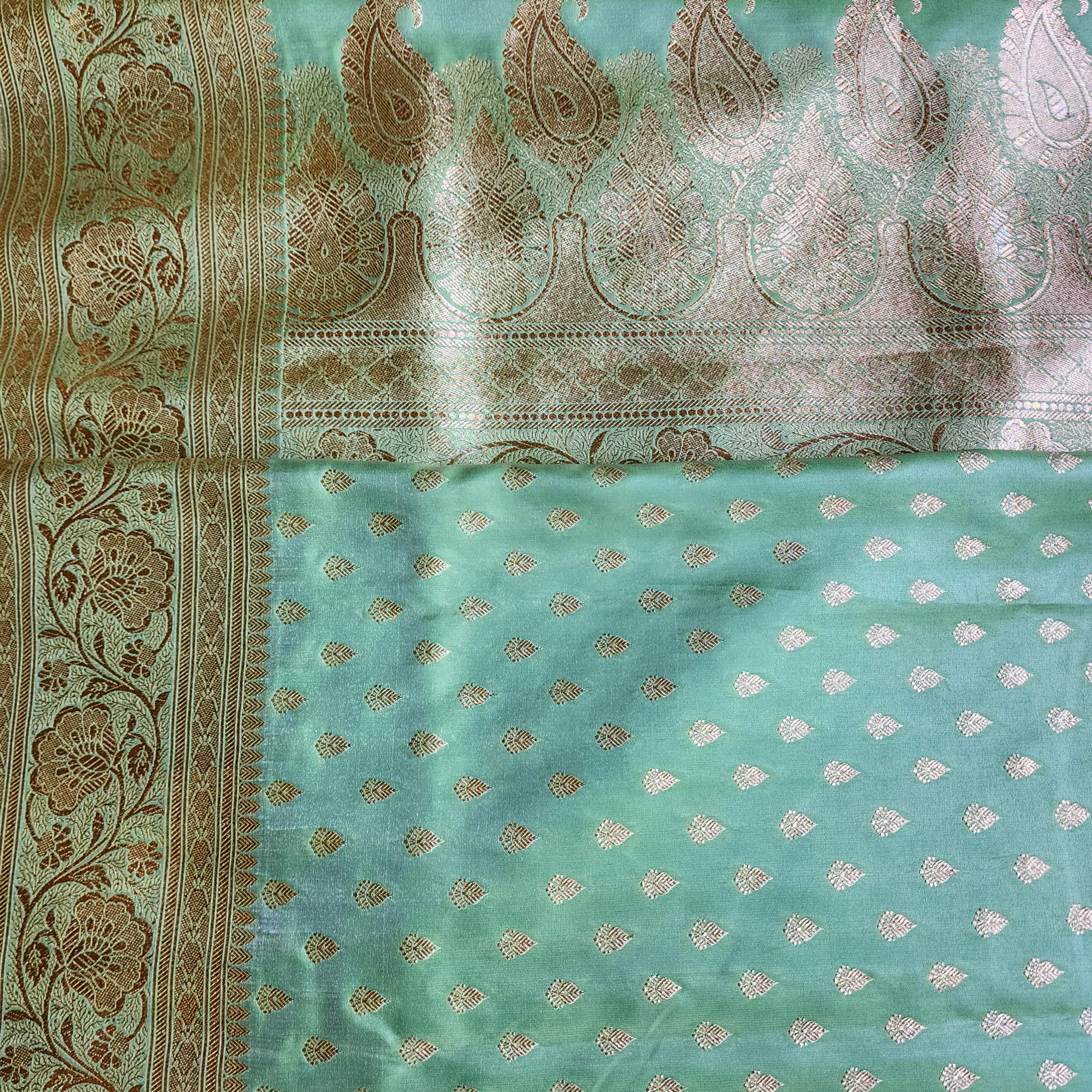 Rich Mehendi Green Banarasi Silk Saree with Gold Zari Weaving
