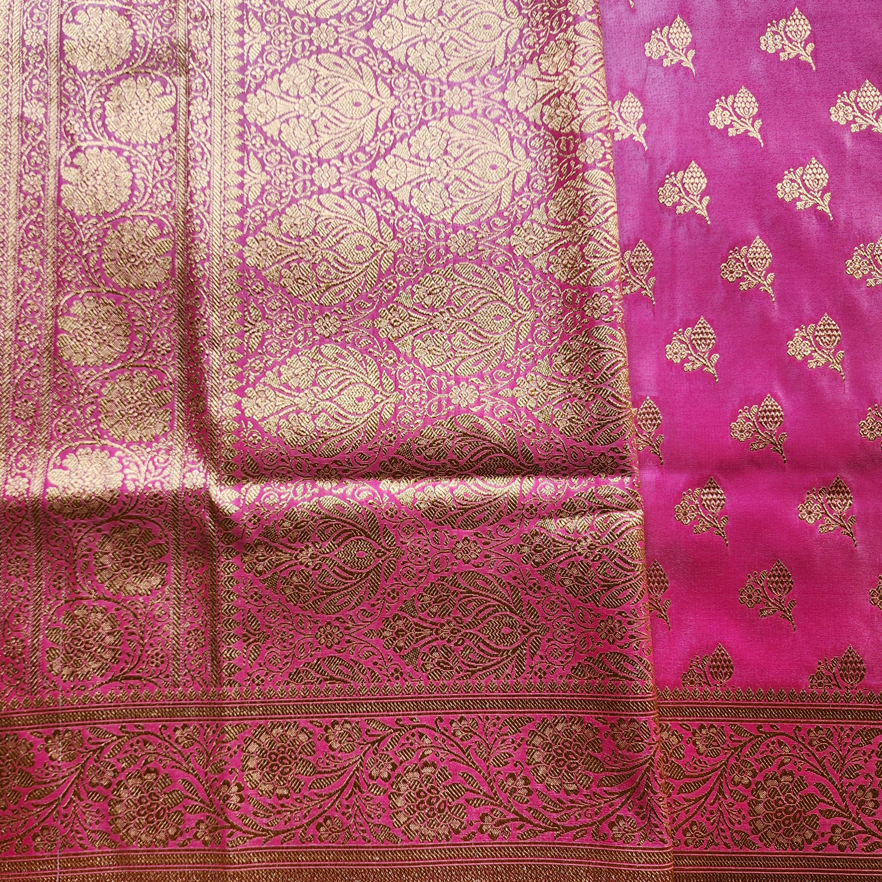 Rich Rani Pink Banarasi Silk Saree with Gold Zari Weaving