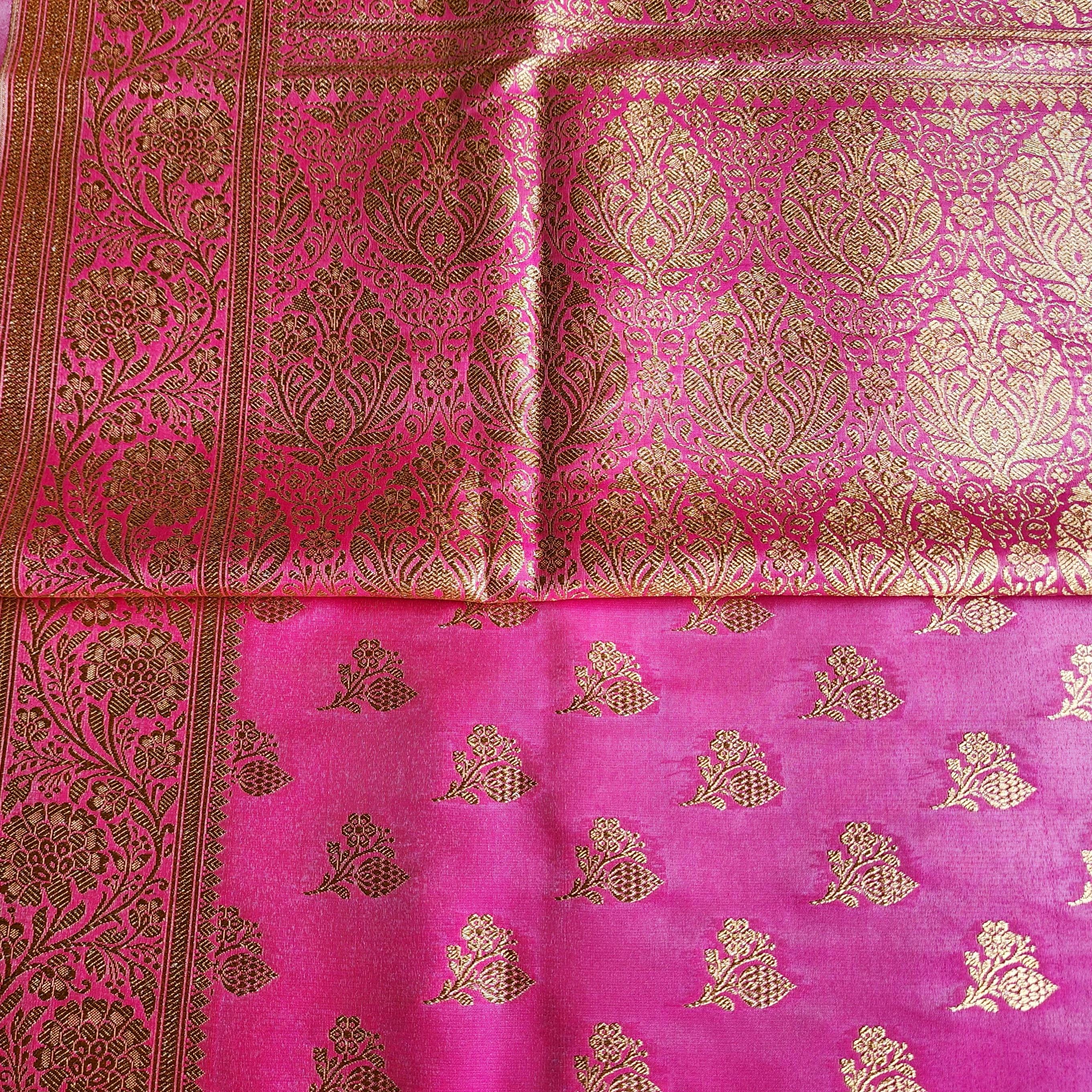 Rich Rani Pink Banarasi Silk Saree with Gold Zari Weaving