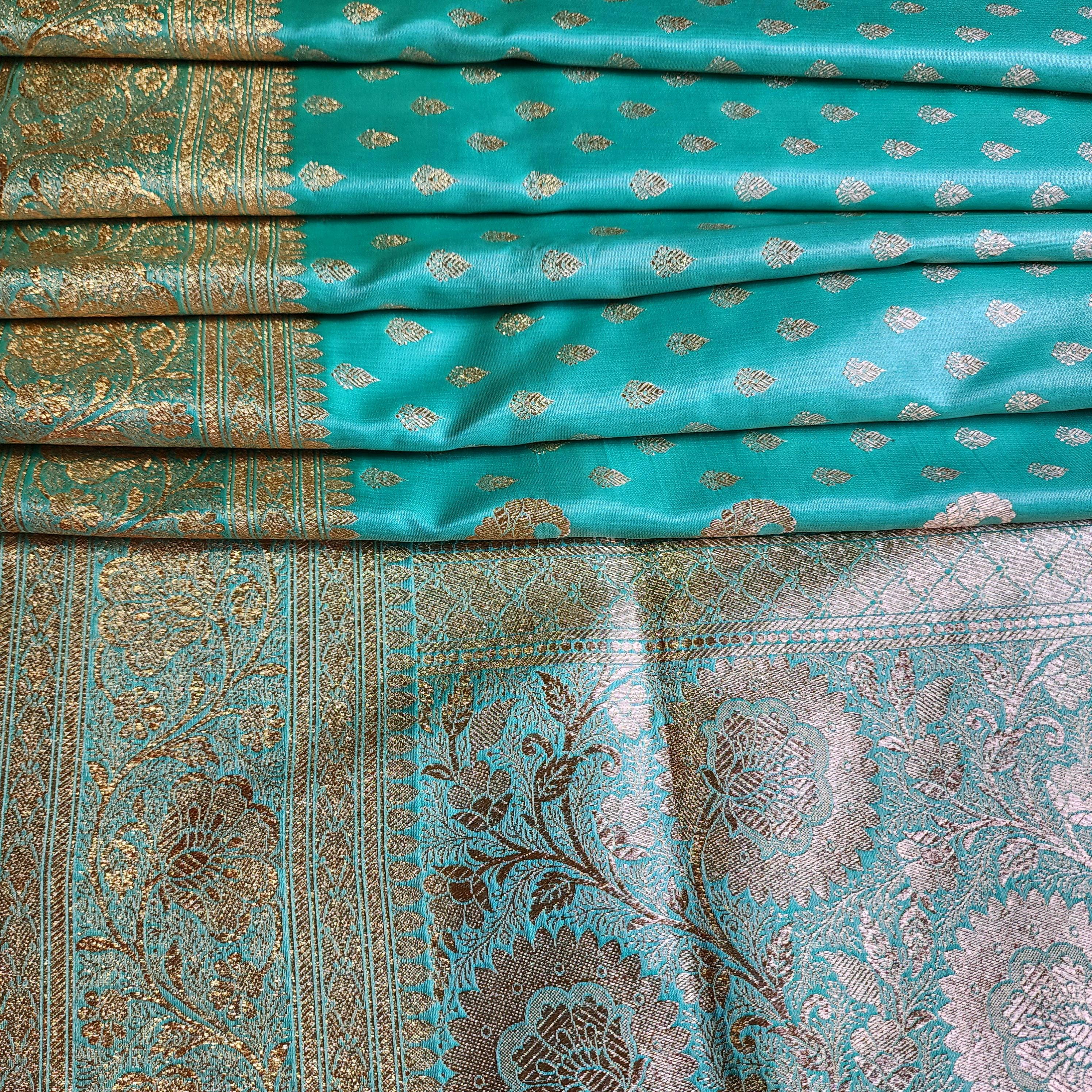 Rich Emerald Green Banarasi Silk Saree with Gold Zari Weaving