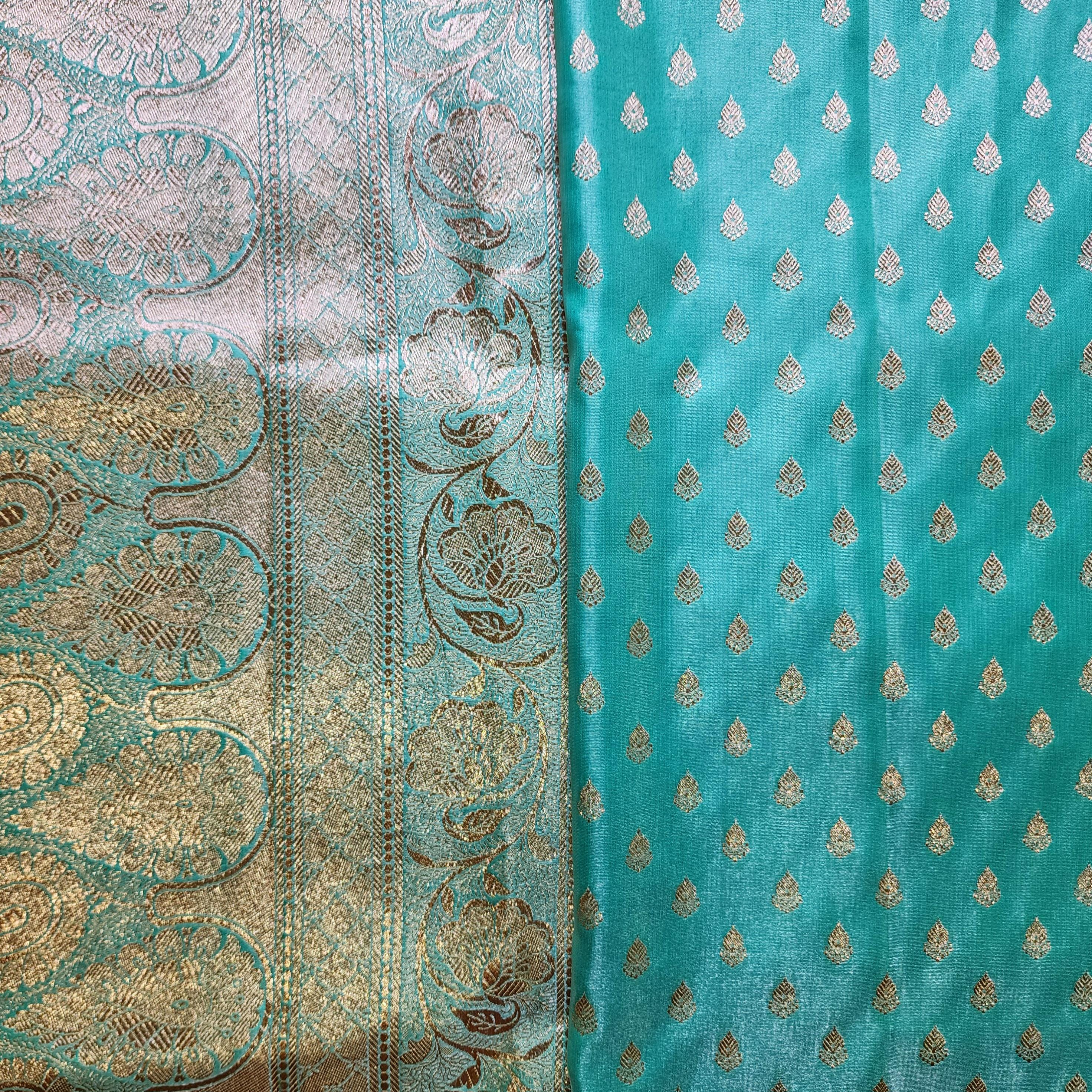 Rich Emerald Green Banarasi Silk Saree with Gold Zari Weaving