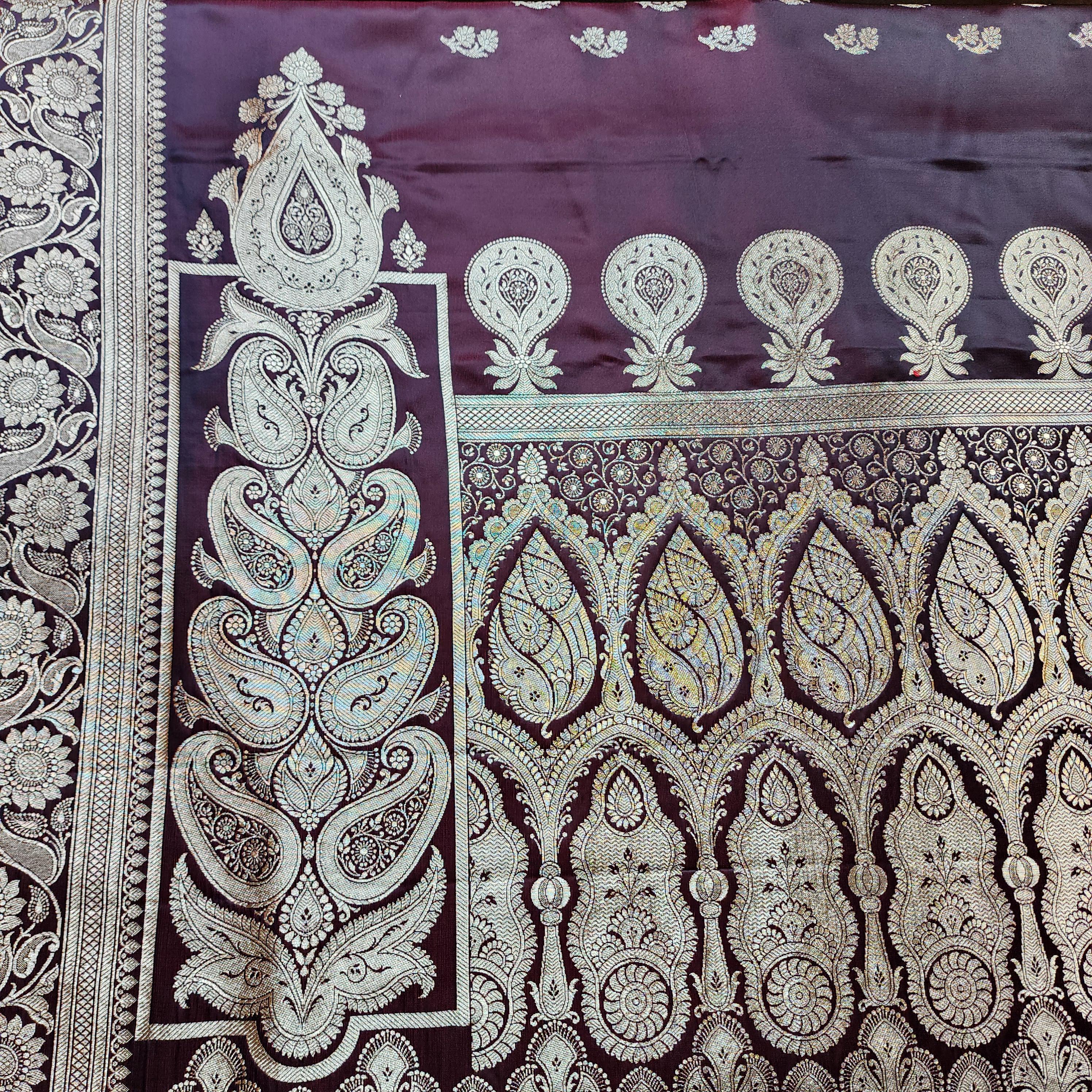 Coffee Brown Pure Banarasi Katan Silk Saree with light Gold Zari Weaving