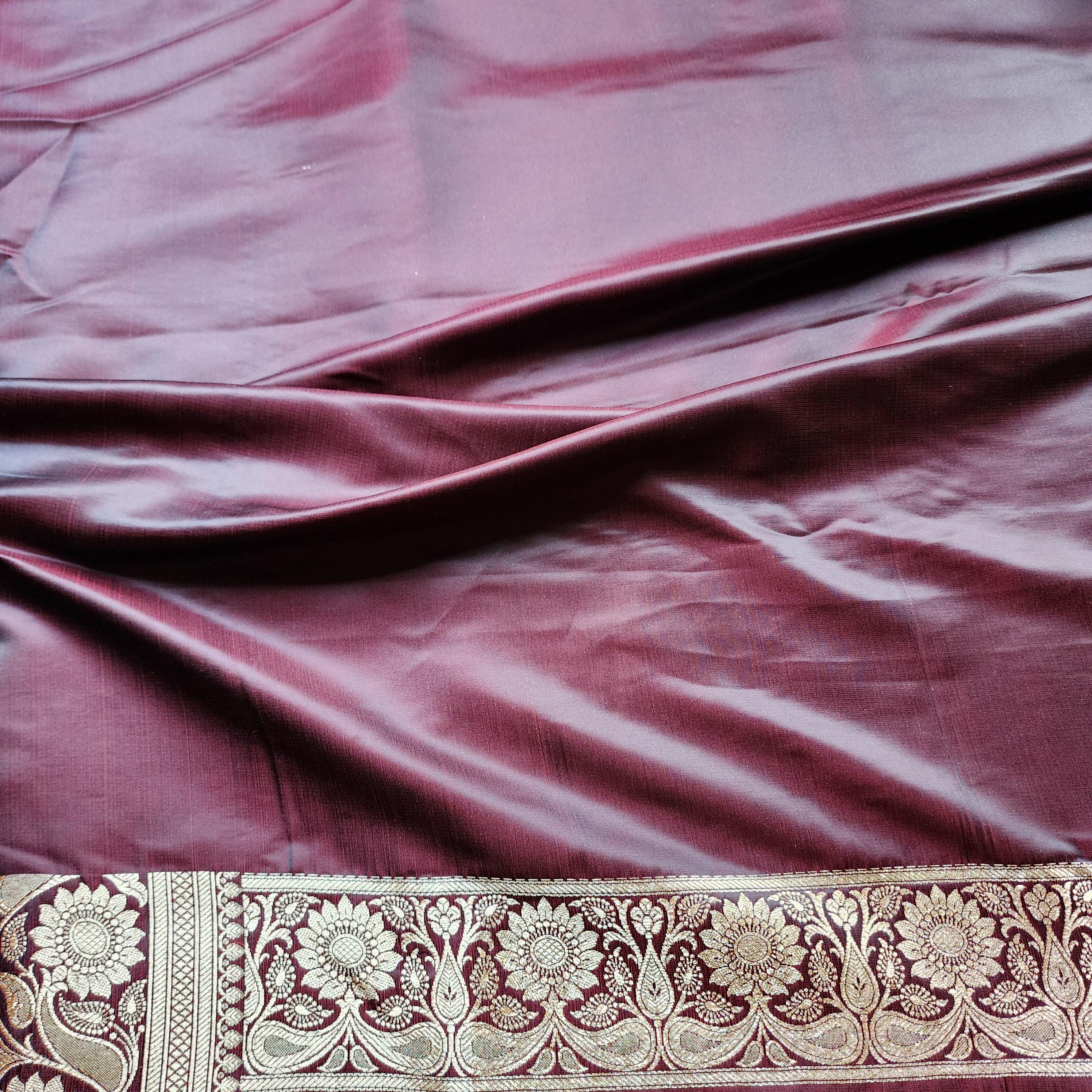 Coffee Brown Pure Banarasi Katan Silk Saree with light Gold Zari Weaving