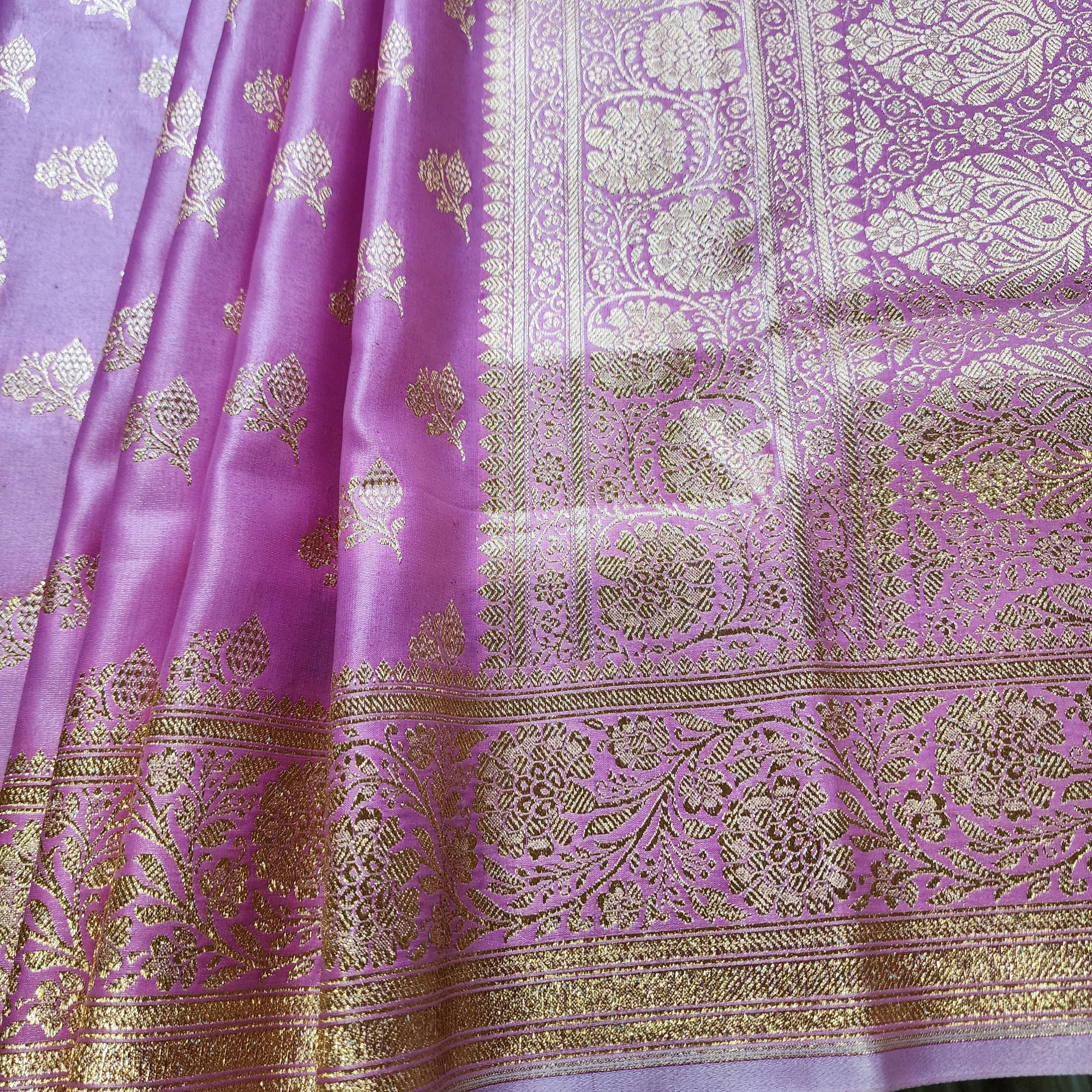 Rich Magenta Pink Banarasi Silk Saree with Gold Zari Weaving