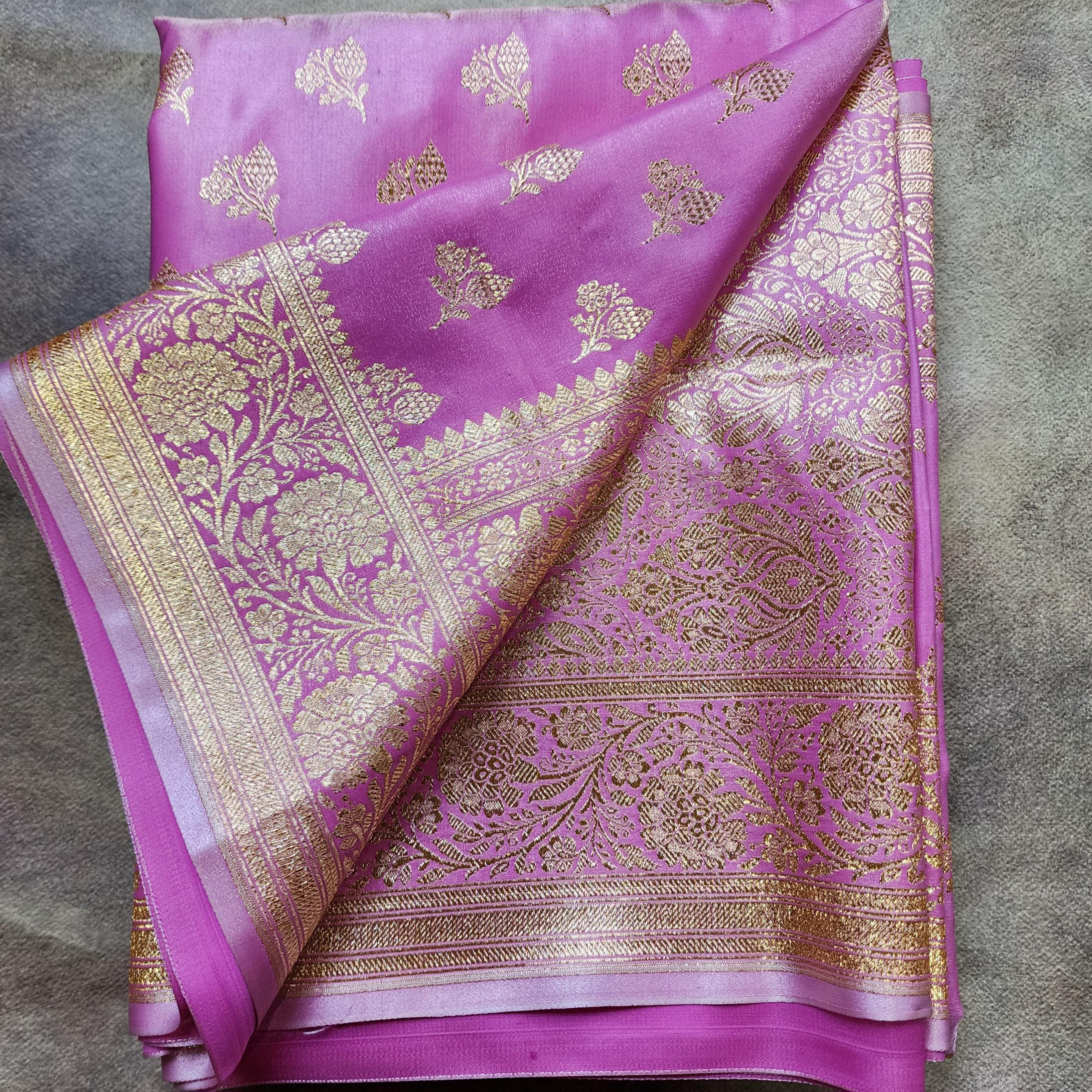 Rich Magenta Pink Banarasi Silk Saree with Gold Zari Weaving