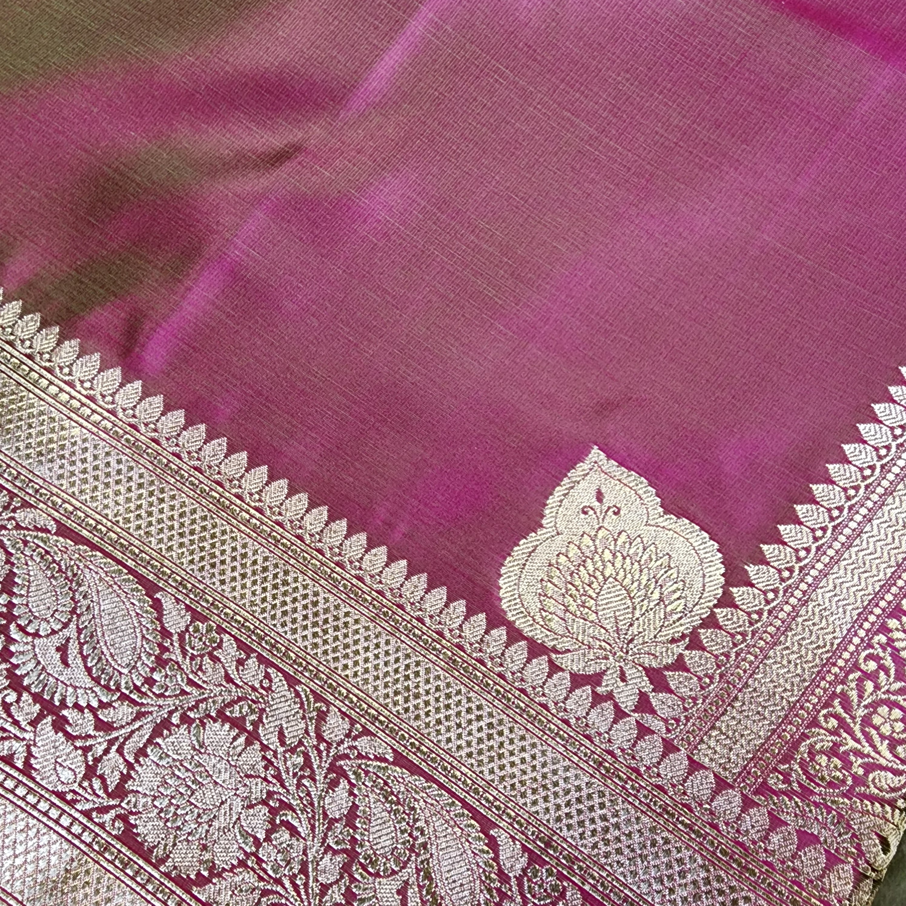Dhoop Chhaon Mauve Banarasi Katan Silk Saree