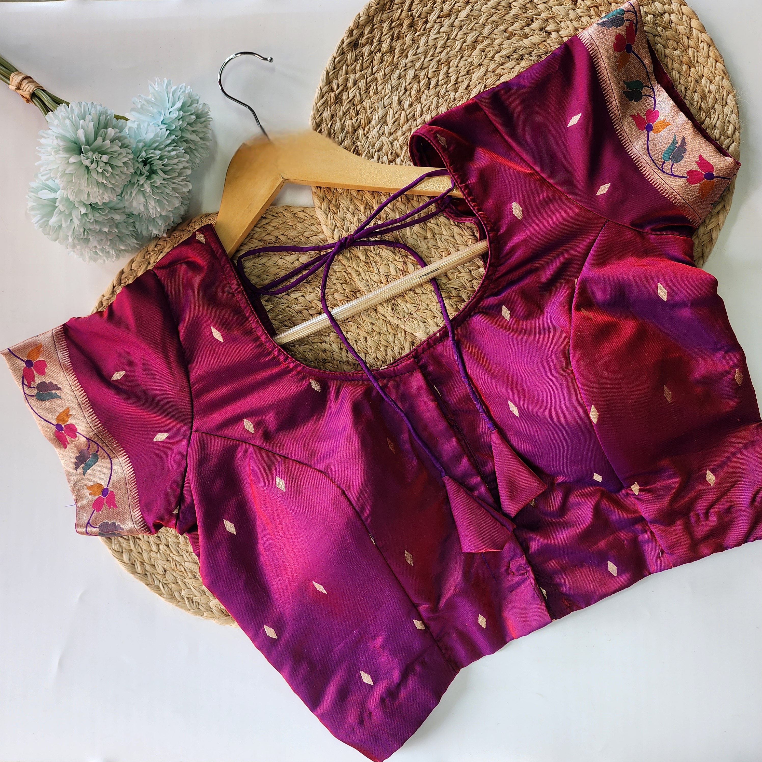 Raahi - Magenta Paithani Silk Saree with Stitched Blouse
