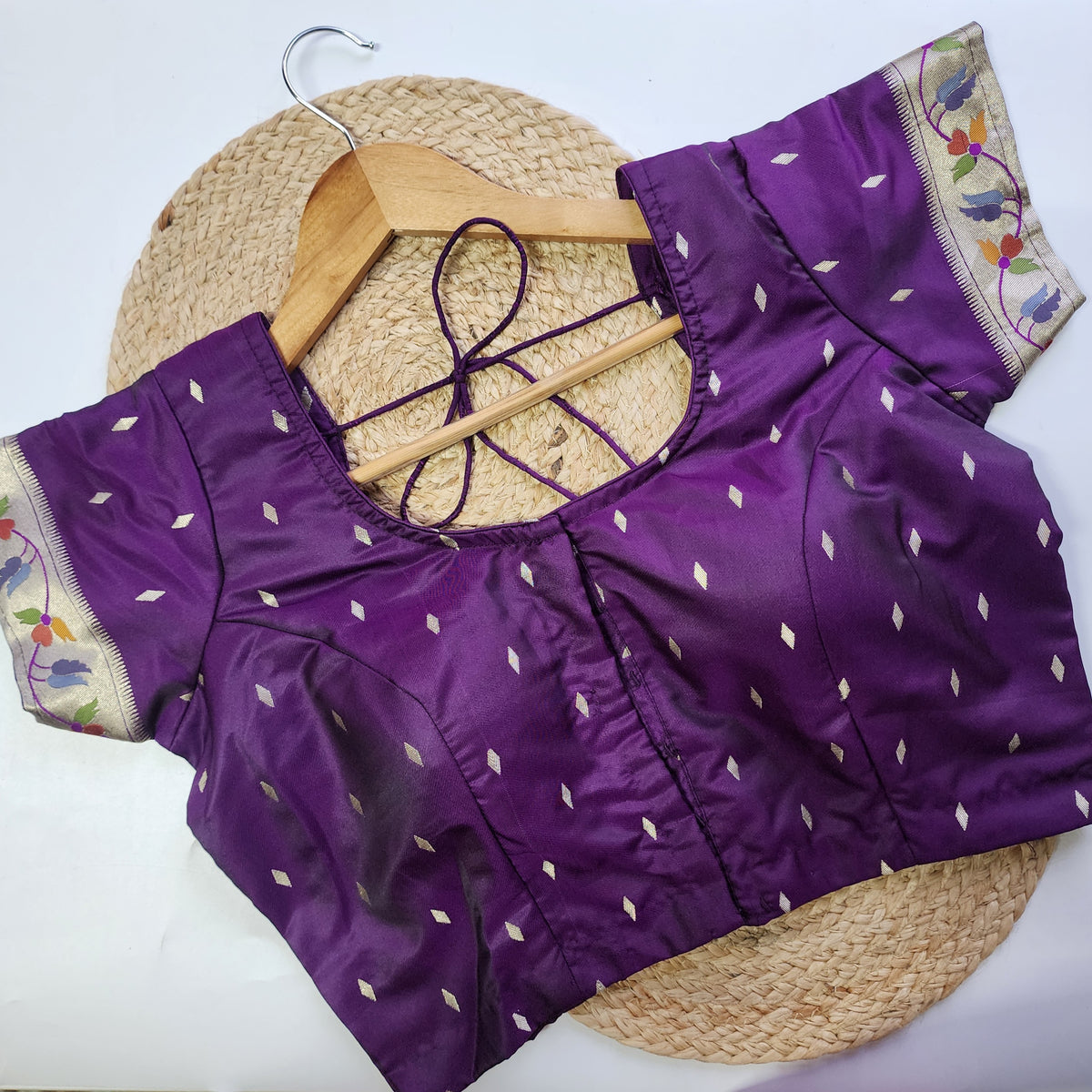 Raahi - Violet Paithani Silk Saree with Stitched Blouse