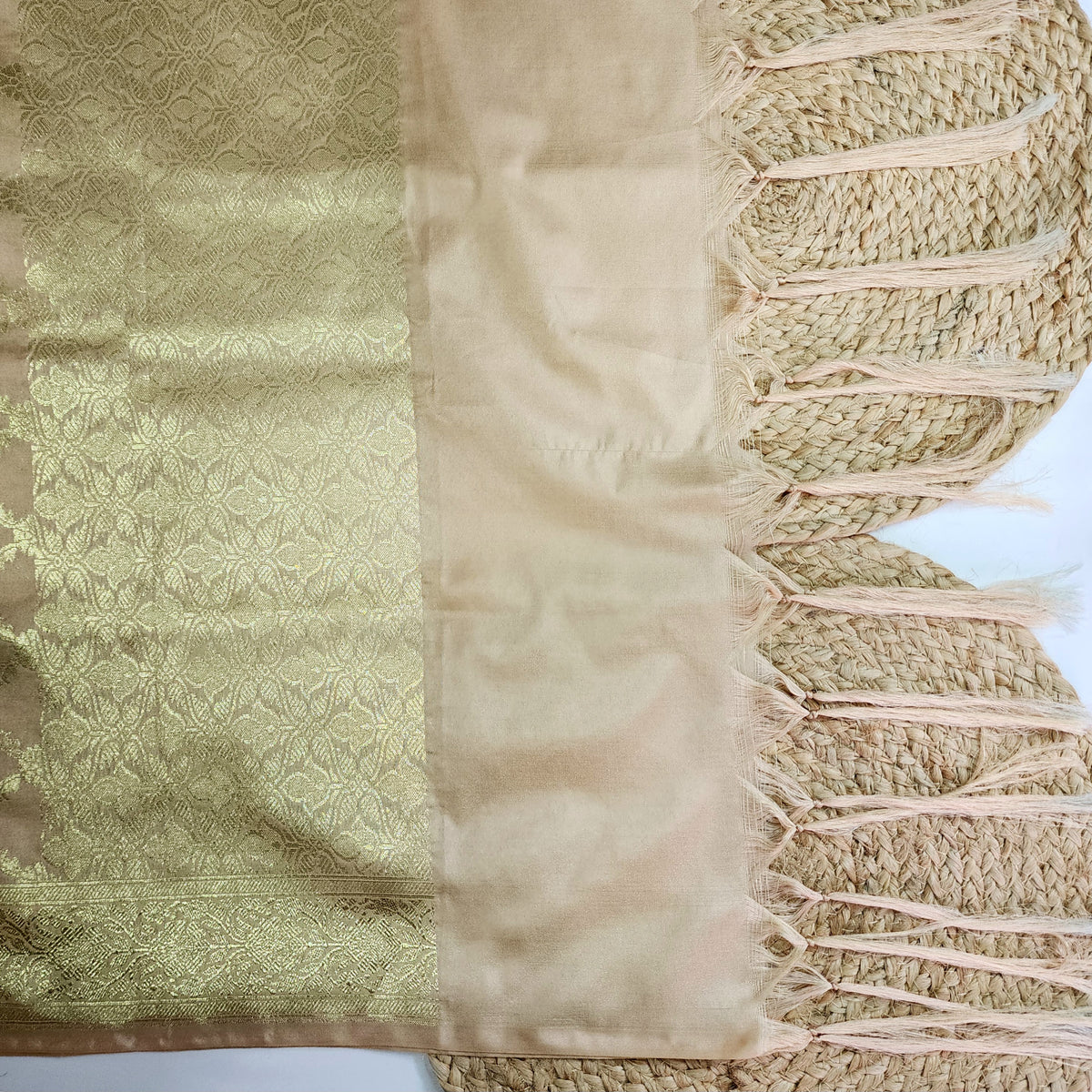 Banarasi Tapetta Silk - Champagne Zari Jaal Dupatta