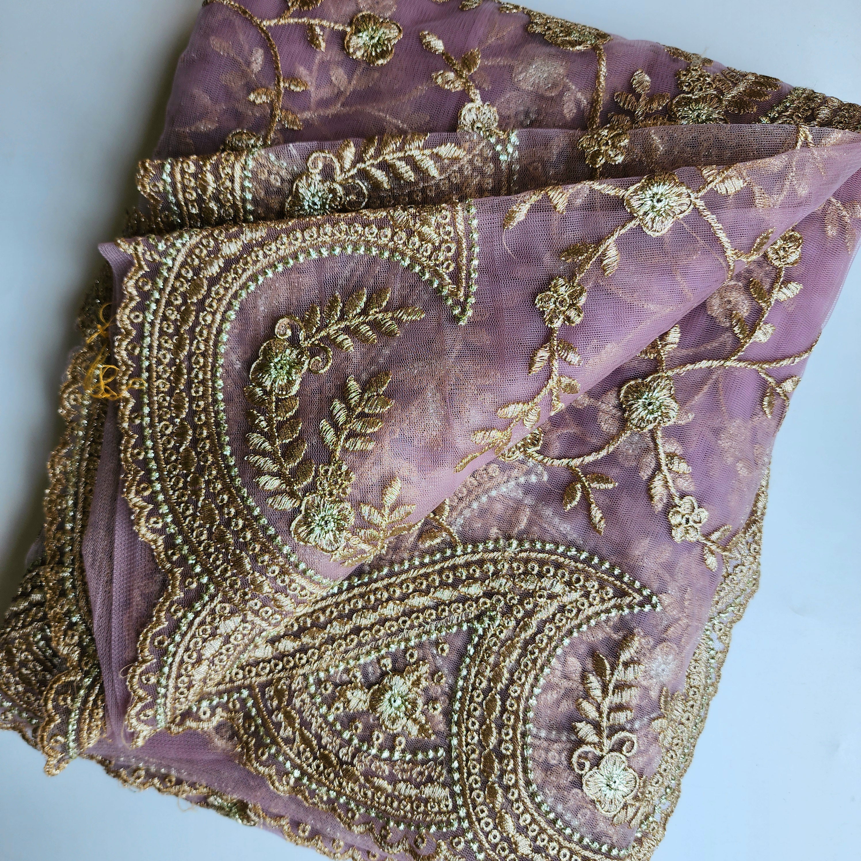 Pink Zardozi Embroidered Embellished Designer Net Saree