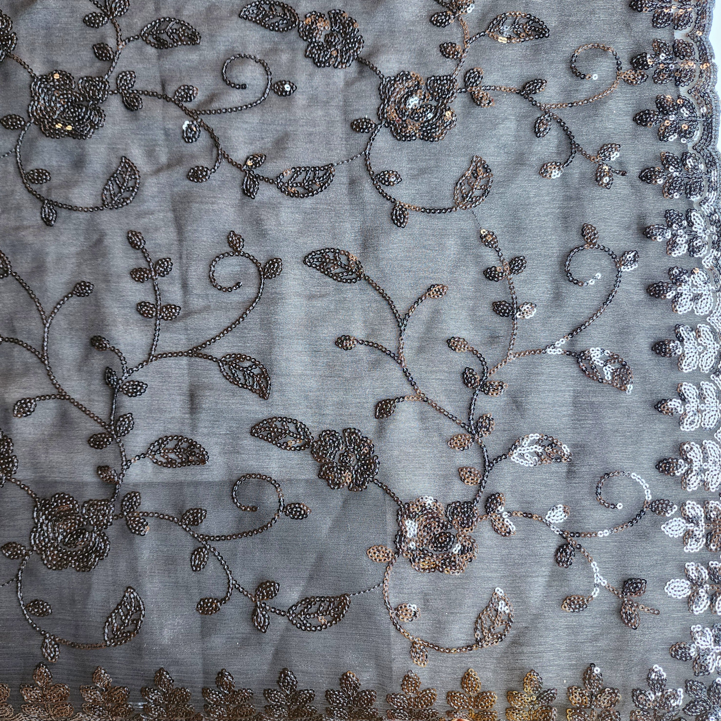 Georgette Designer Sequinned Saree - Black