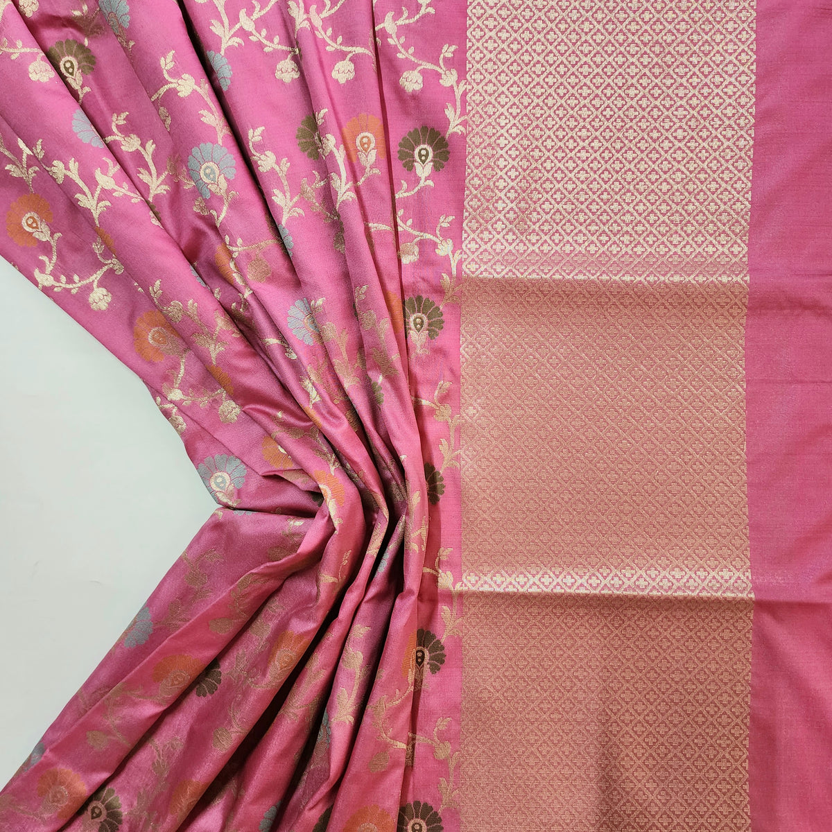 Banarasi Silk Floral Jaal Dupatta - Blush Pink