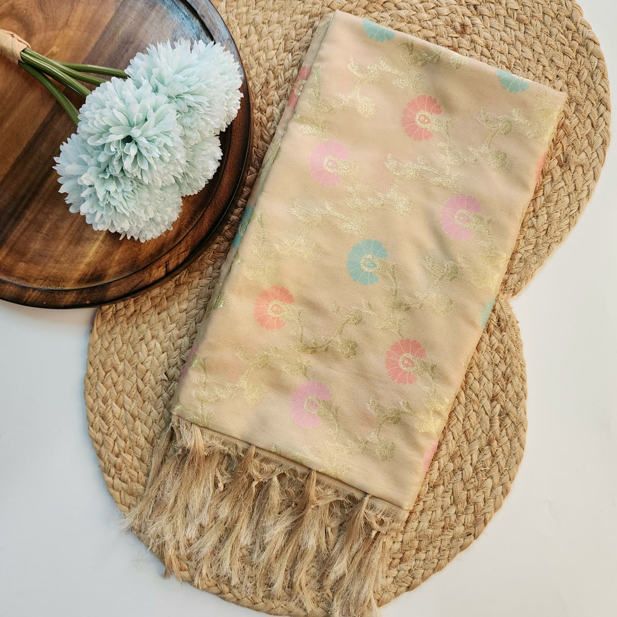Banarasi Silk Floral Jaal Dupatta - Pearl Ivory
