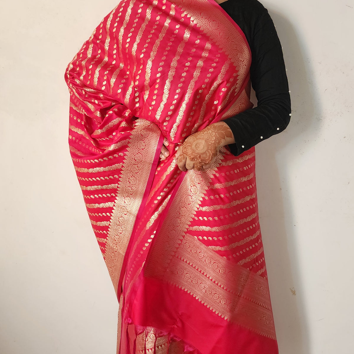 Rani Pink - Banarasi Leheriya Style Dupatta