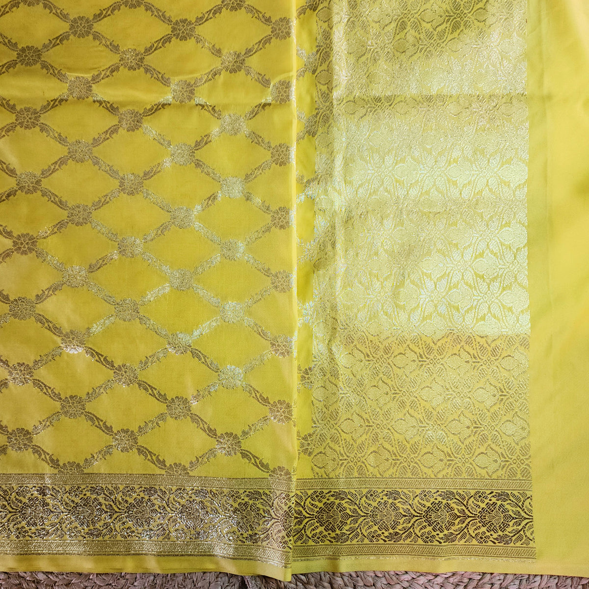 Banarasi Tapetta Silk - Sunshine Zari Jaal Dupatta
