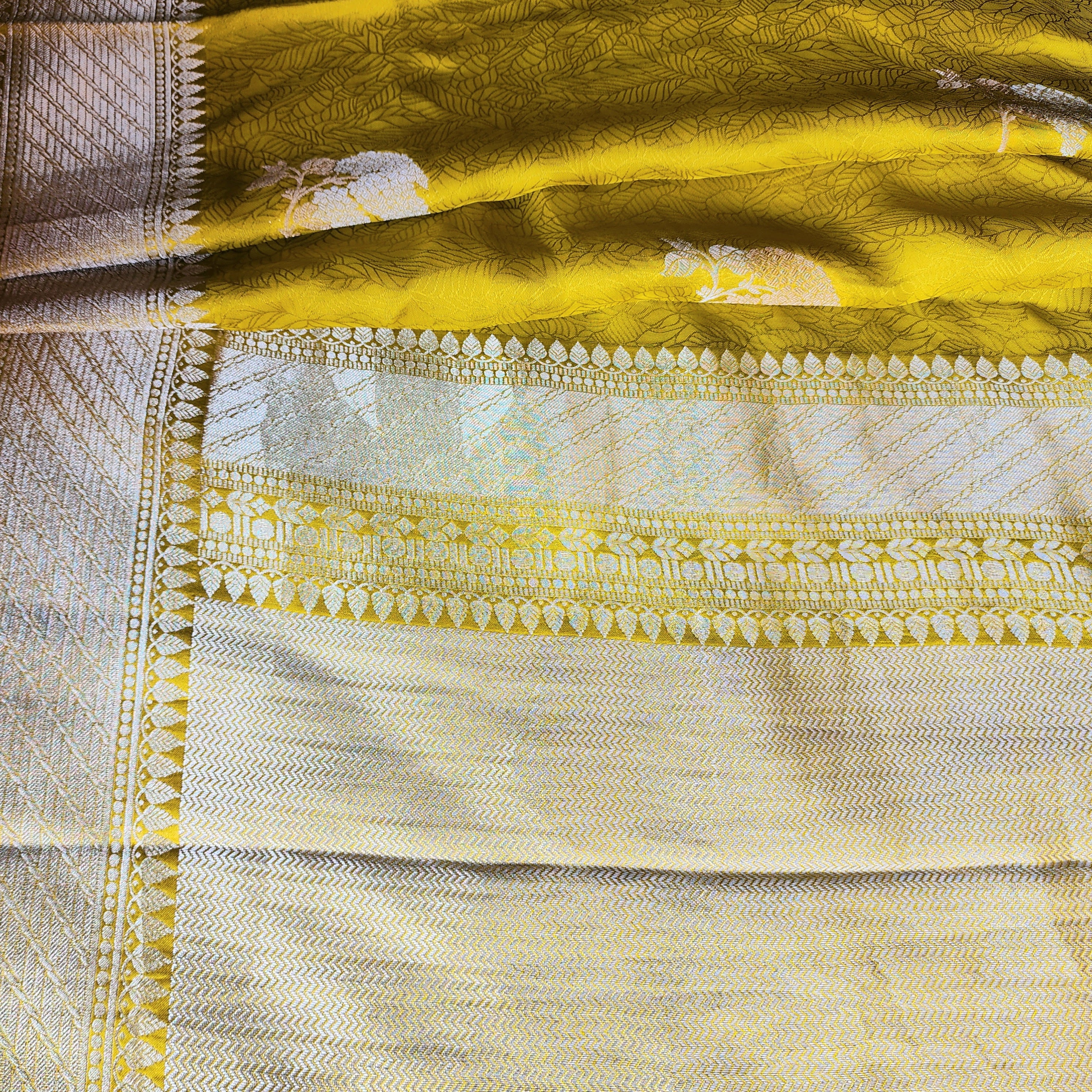 Mustard Yellow Mashru Katan Silk Saree