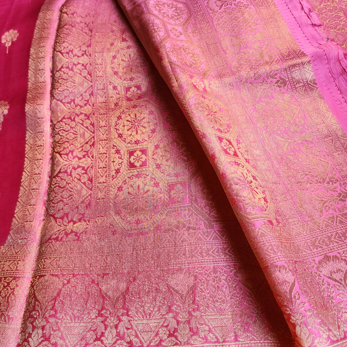 Lilac Pink Mashru Katan Silk Saree
